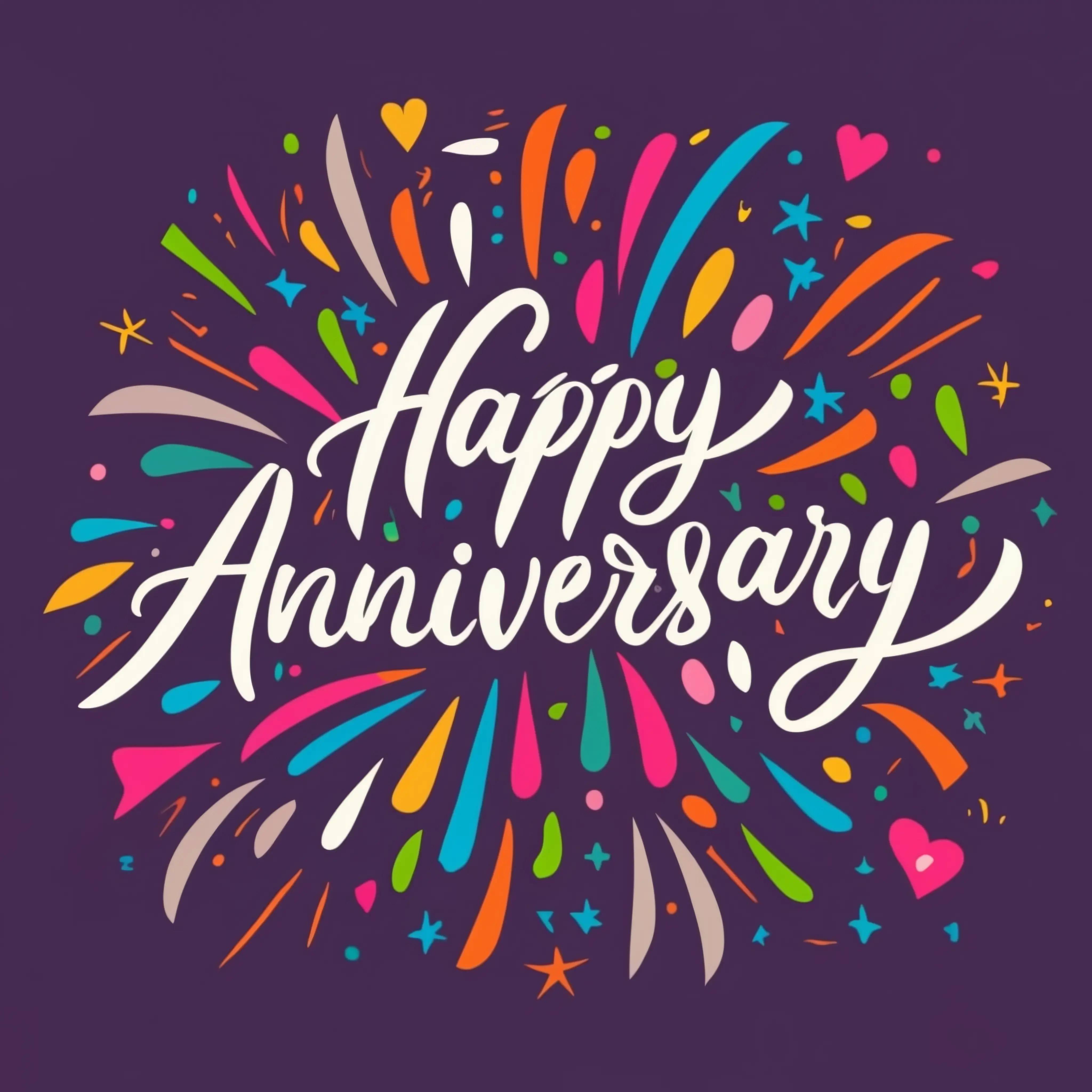 Happy Anniversary Design with Vibrant Confetti