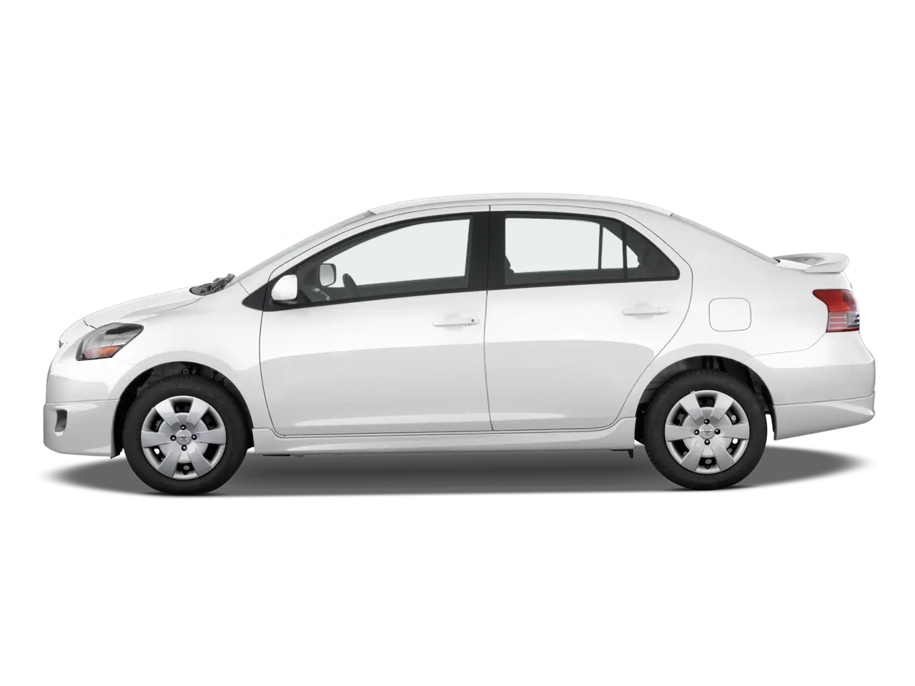 White Car Side View Showing Sedan Design