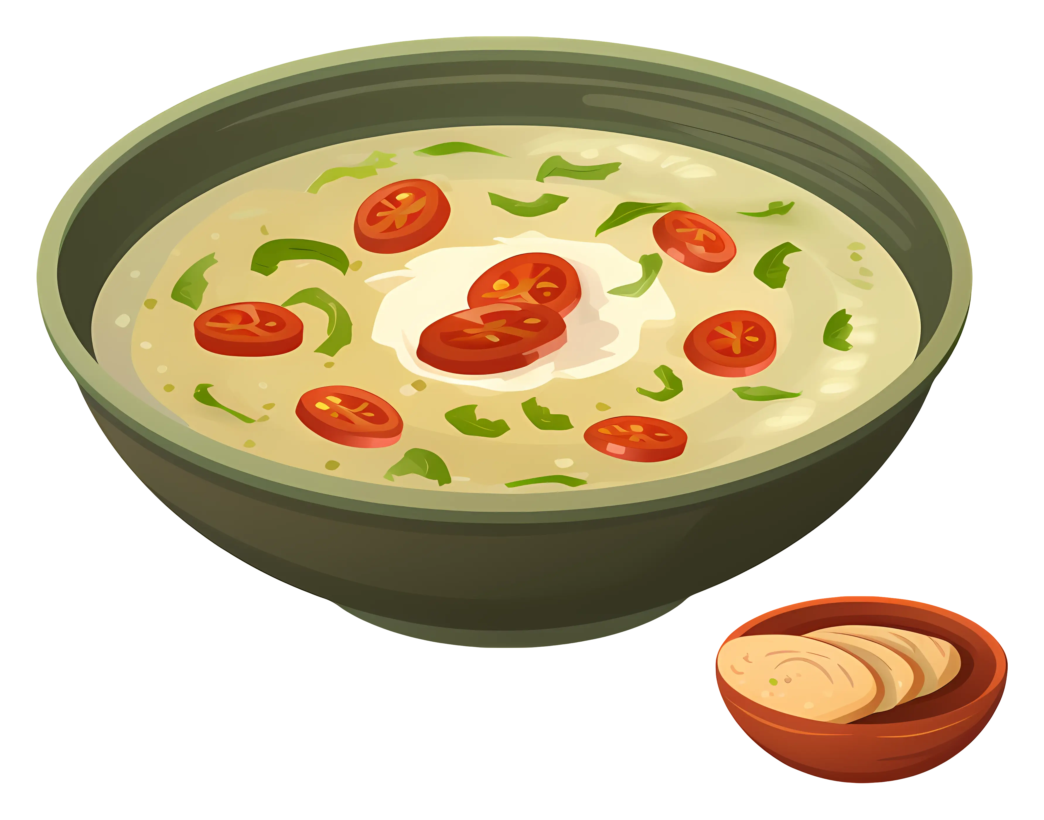 Bowl of Creamy Soup with Tomatoes