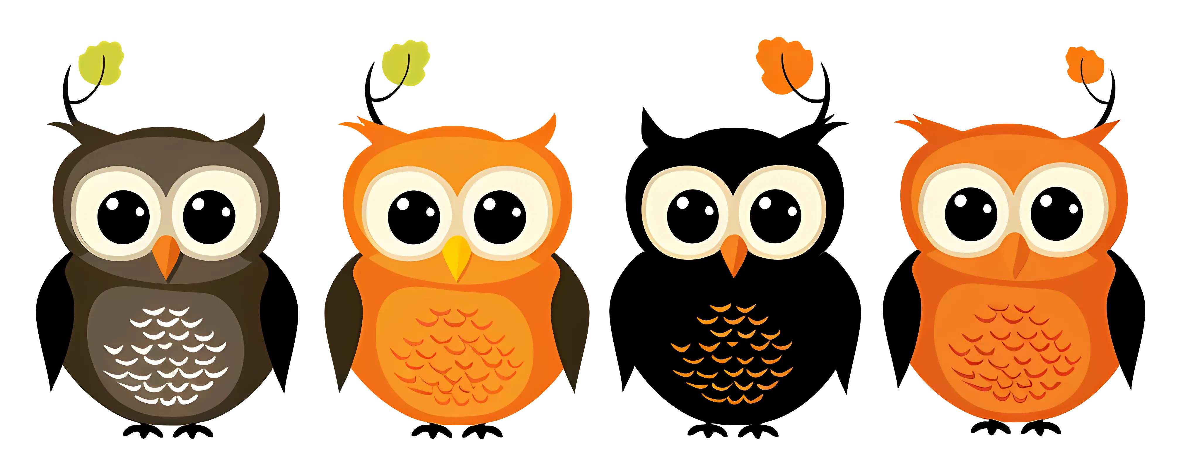 Cute Autumn-Themed Owls