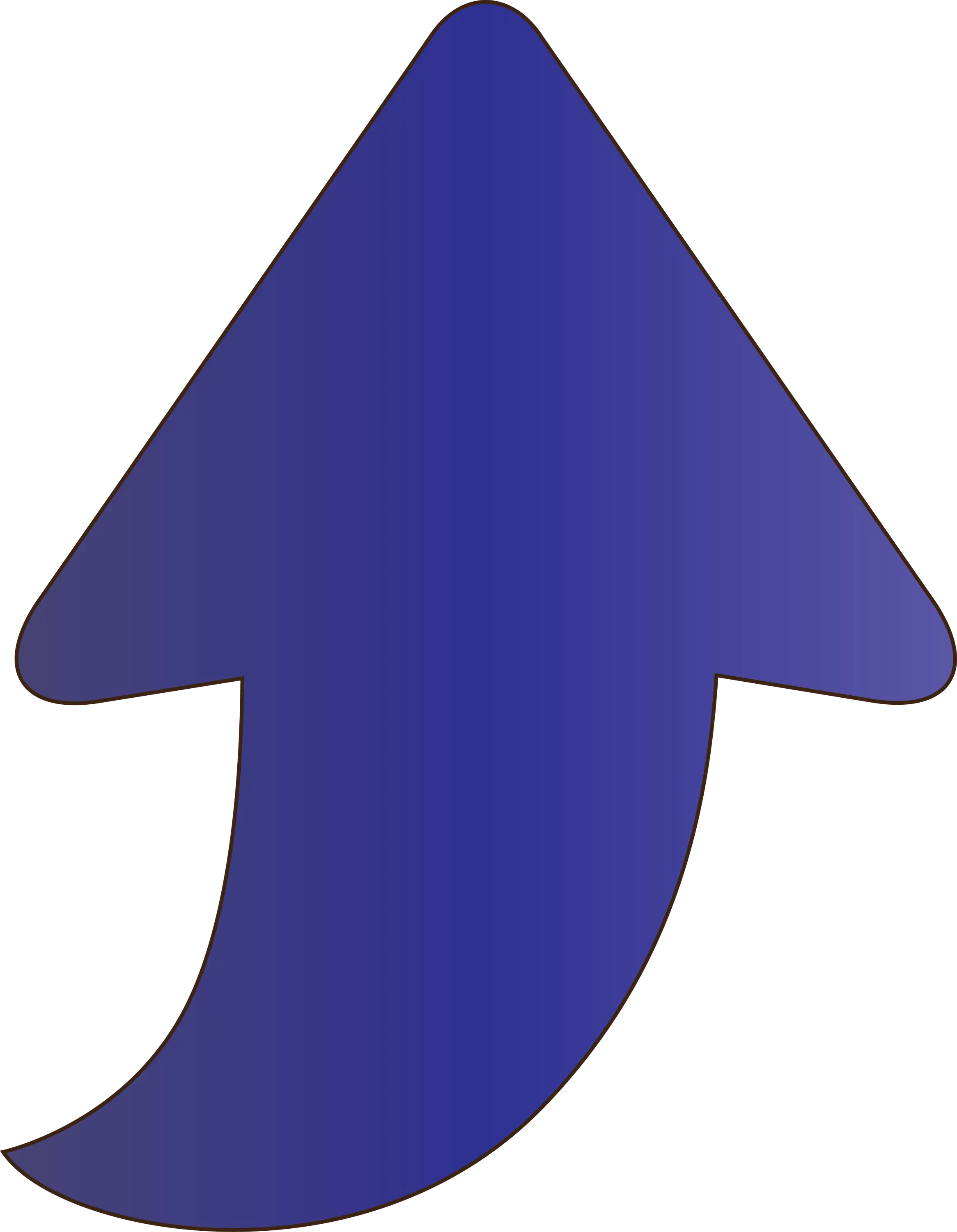 Blue Upward Arrow with Curved Tail