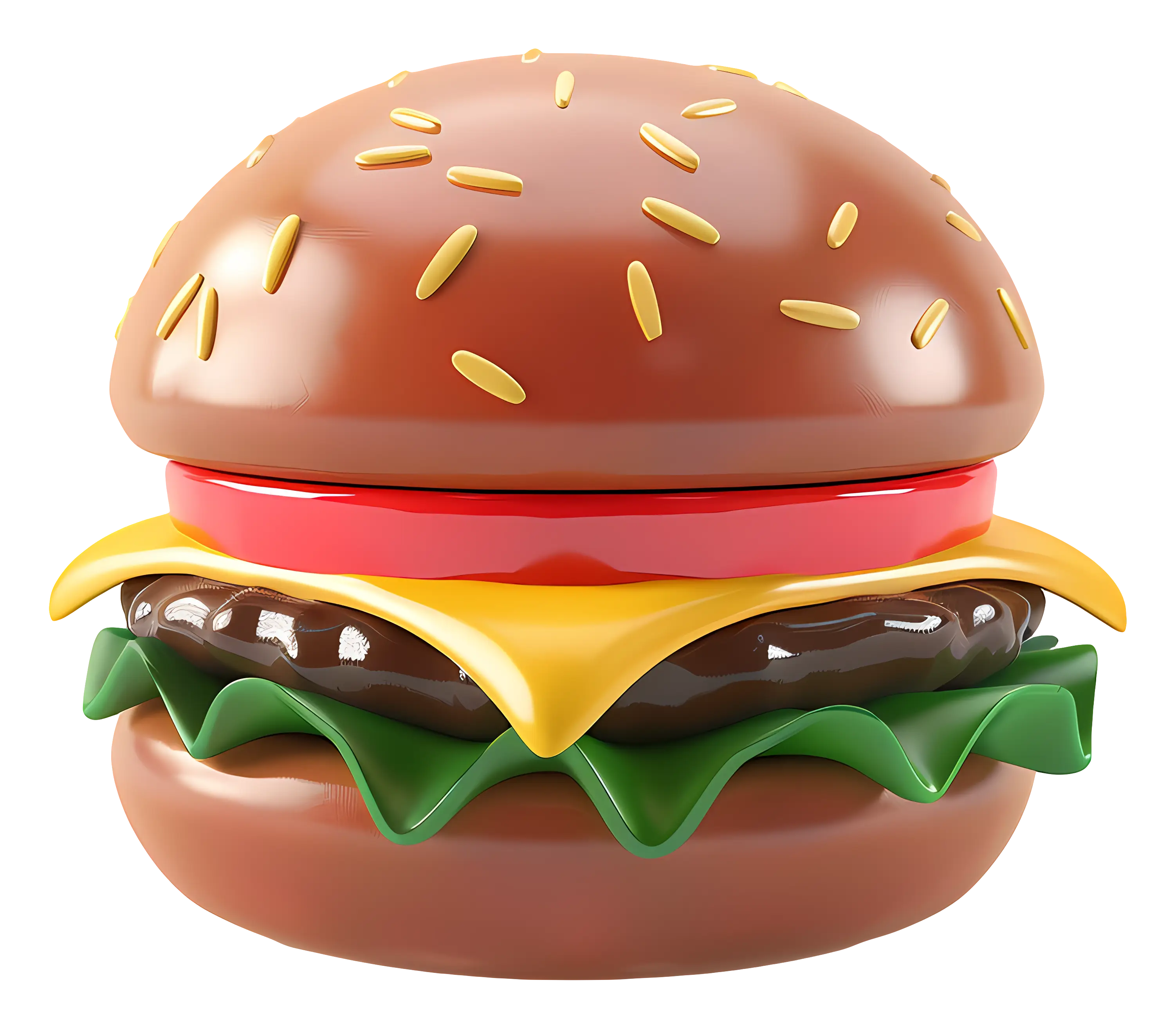 Cheeseburger with Lettuce Cartoon Style