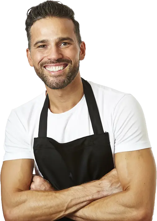 Smiling Male Barista in Apron