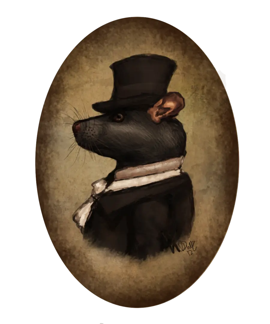 Rat in Suit and Top Hat Portrait