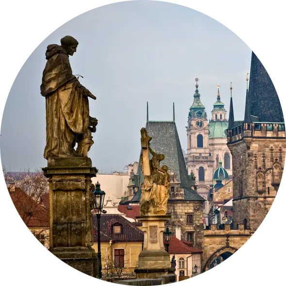 Historic Statues in Cityscape