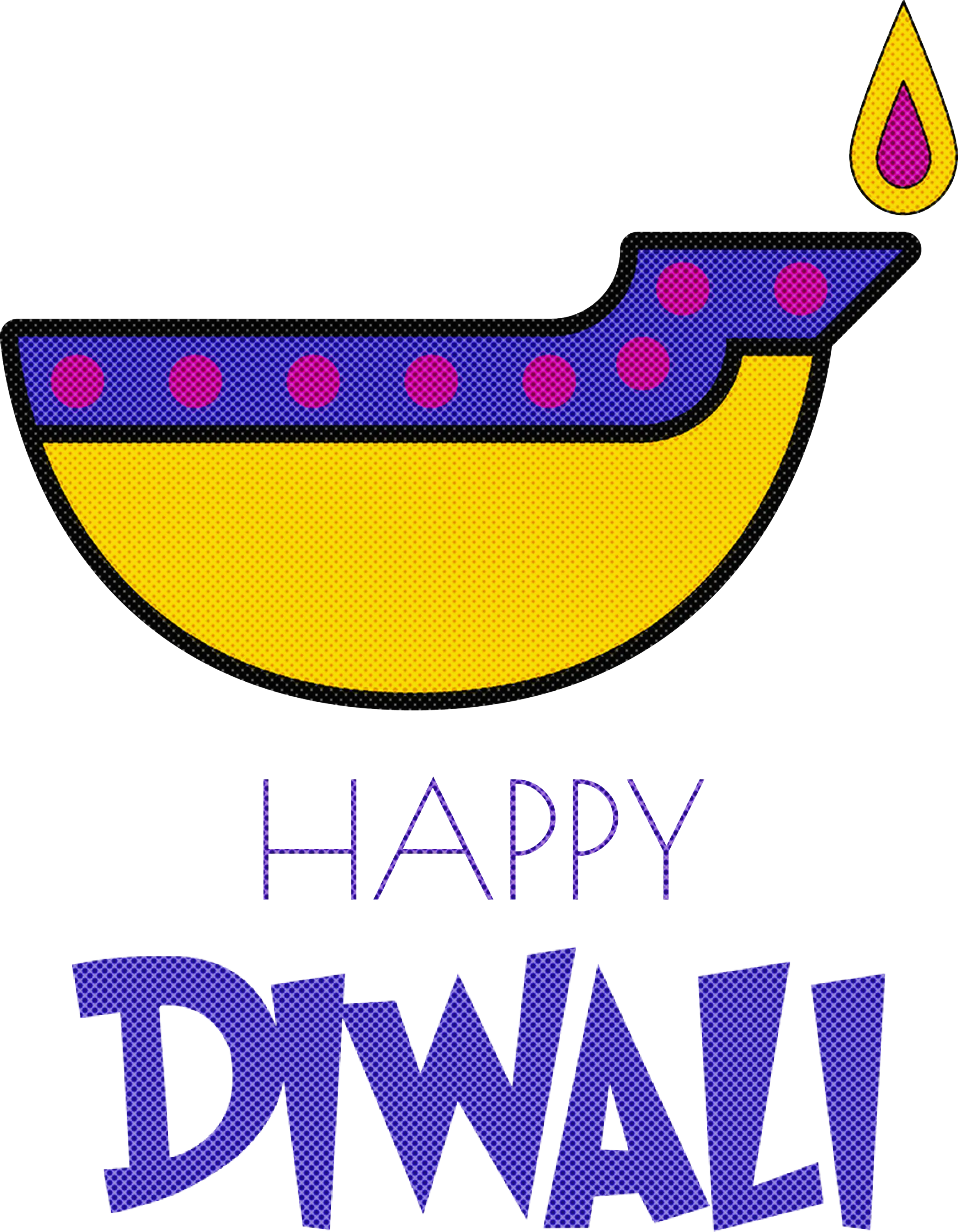Diya Lamp with Happy Diwali Text