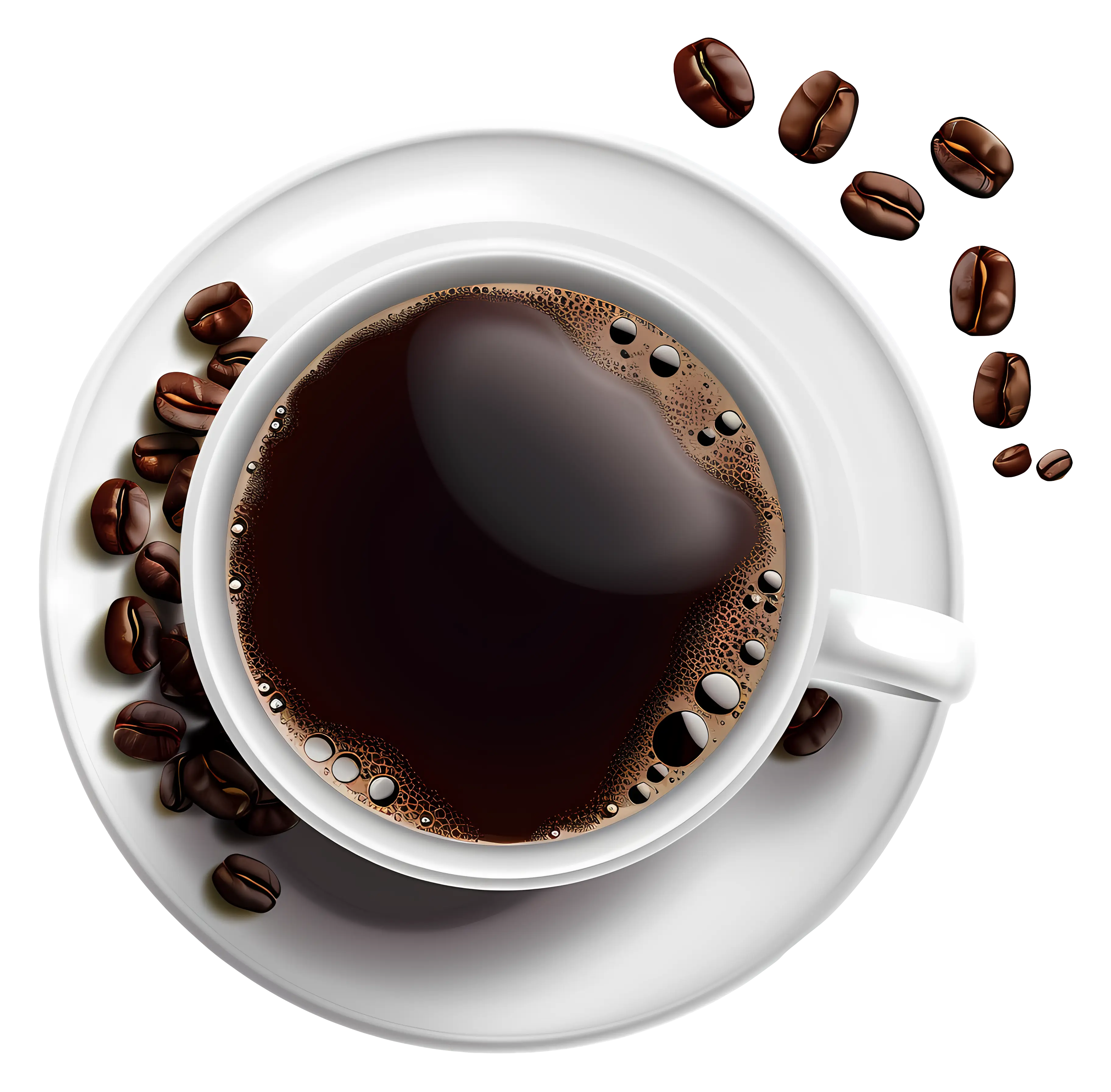 Hot Cup of Coffee with Roasted Beans