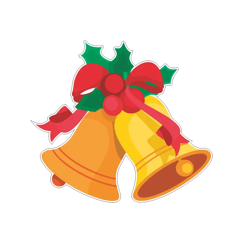 Golden Christmas Bells with Holly Decoration