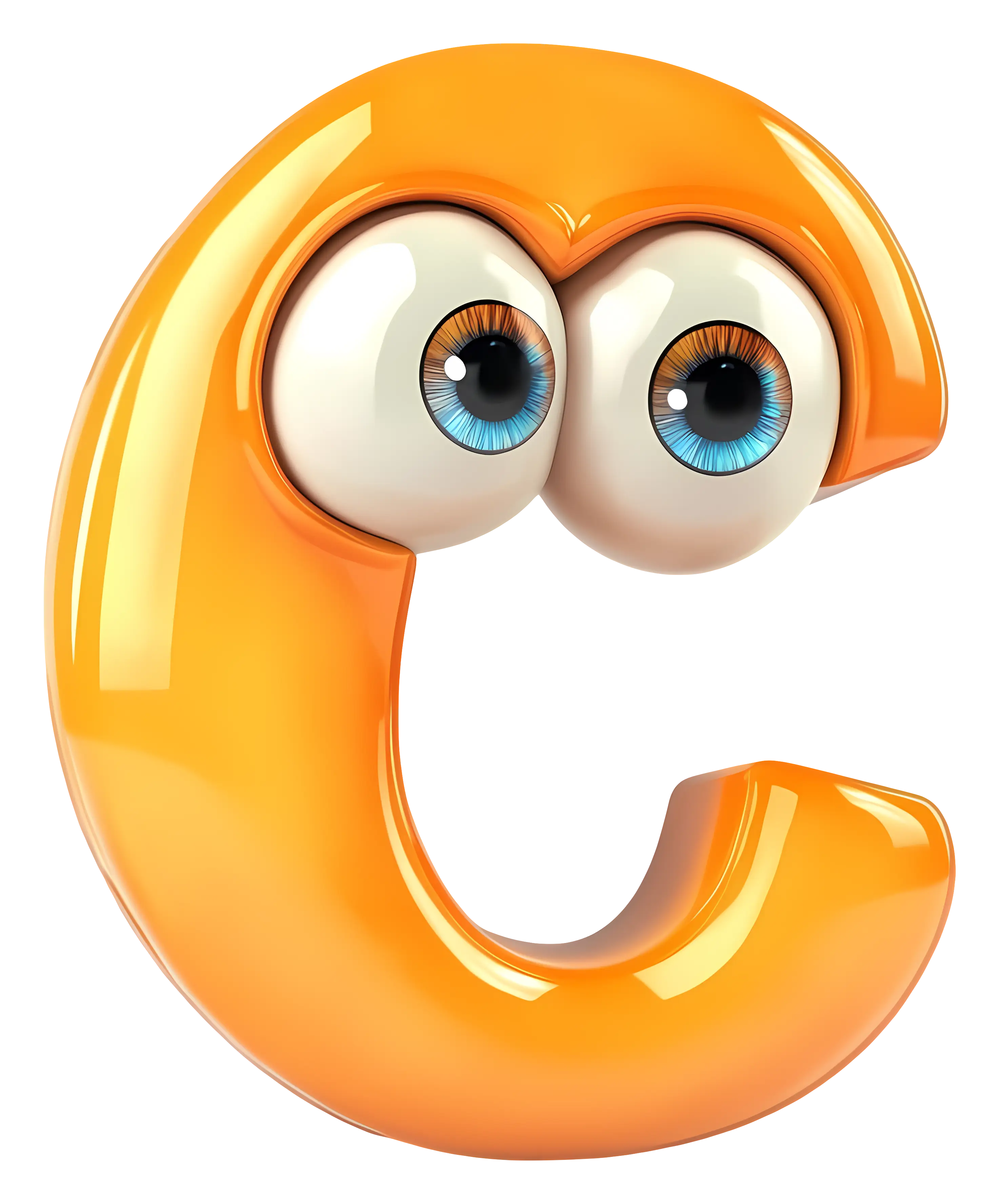 Orange Letter C with Eyes
