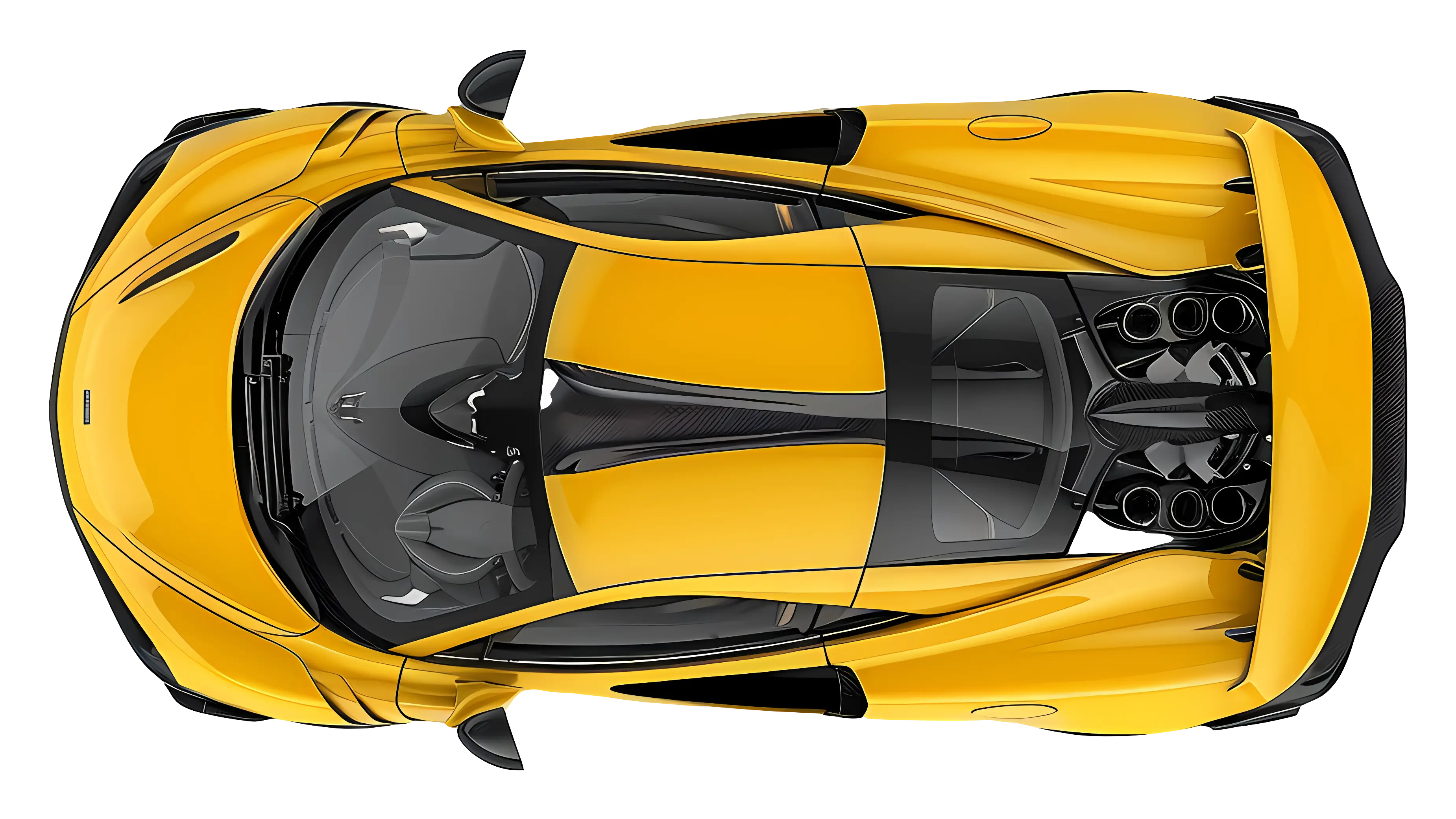 Yellow Sports Car Top View Illustration