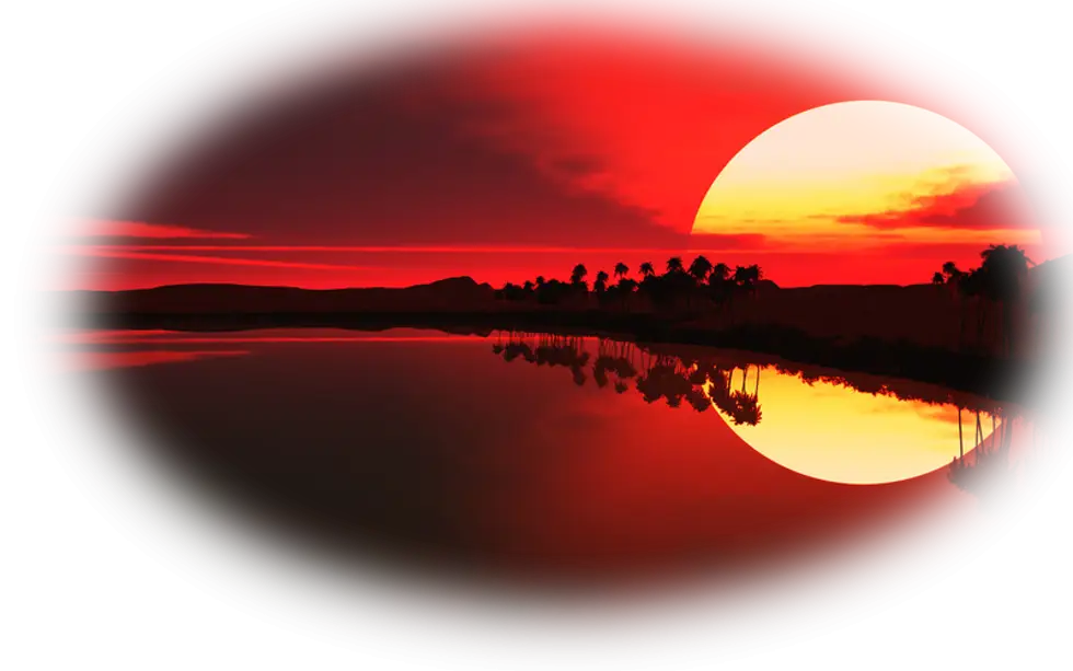 Dramatic Red Sunset Landscape with Reflection