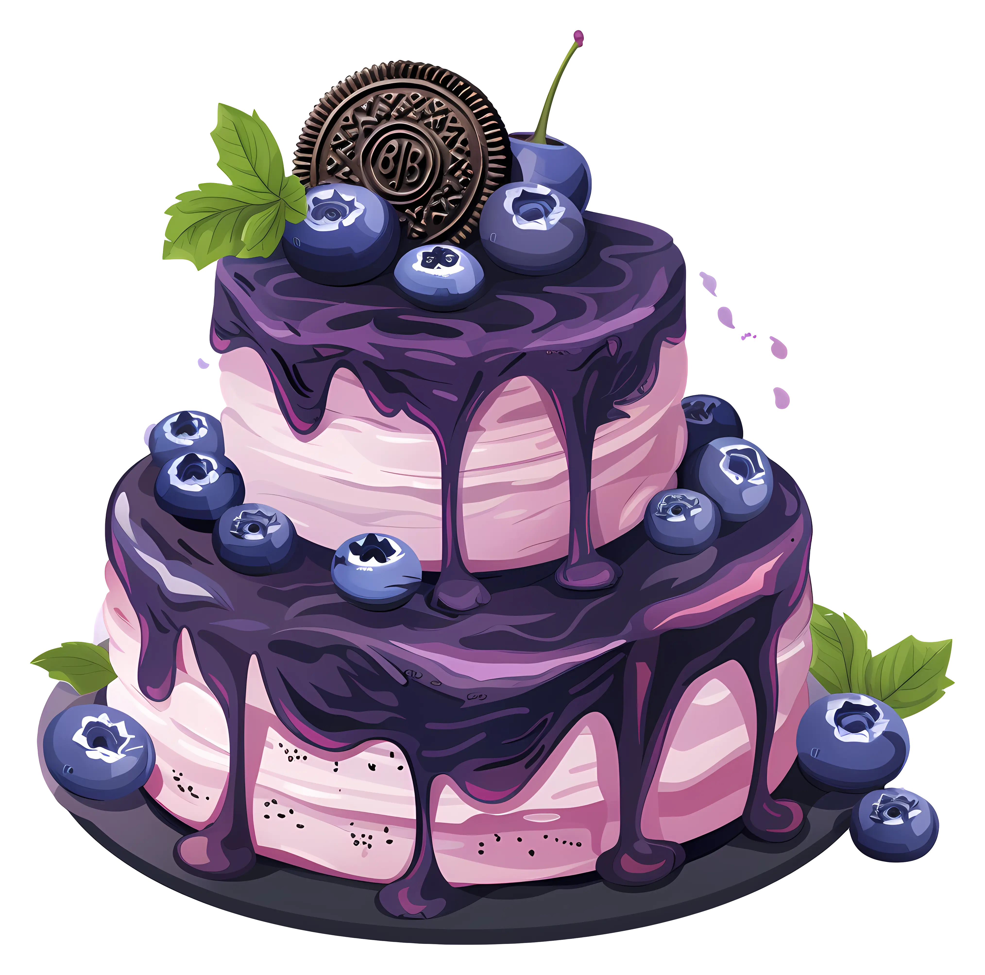 Delicious Blueberry Cake Illustration