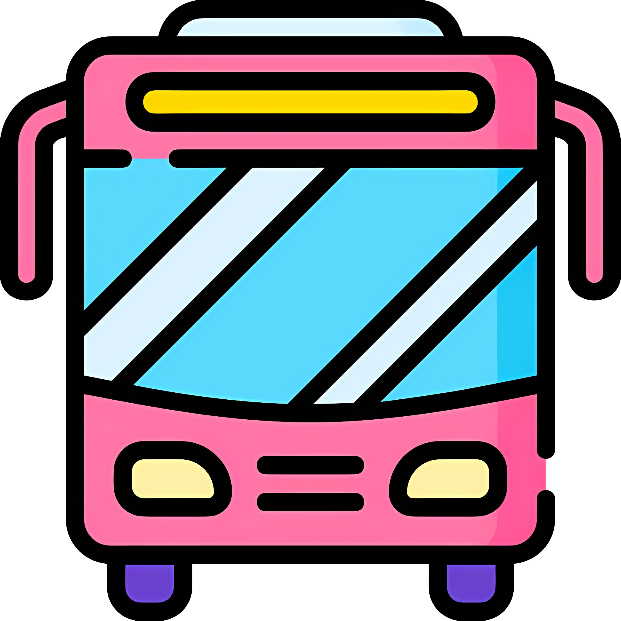 Cartoon Pink Bus Illustration