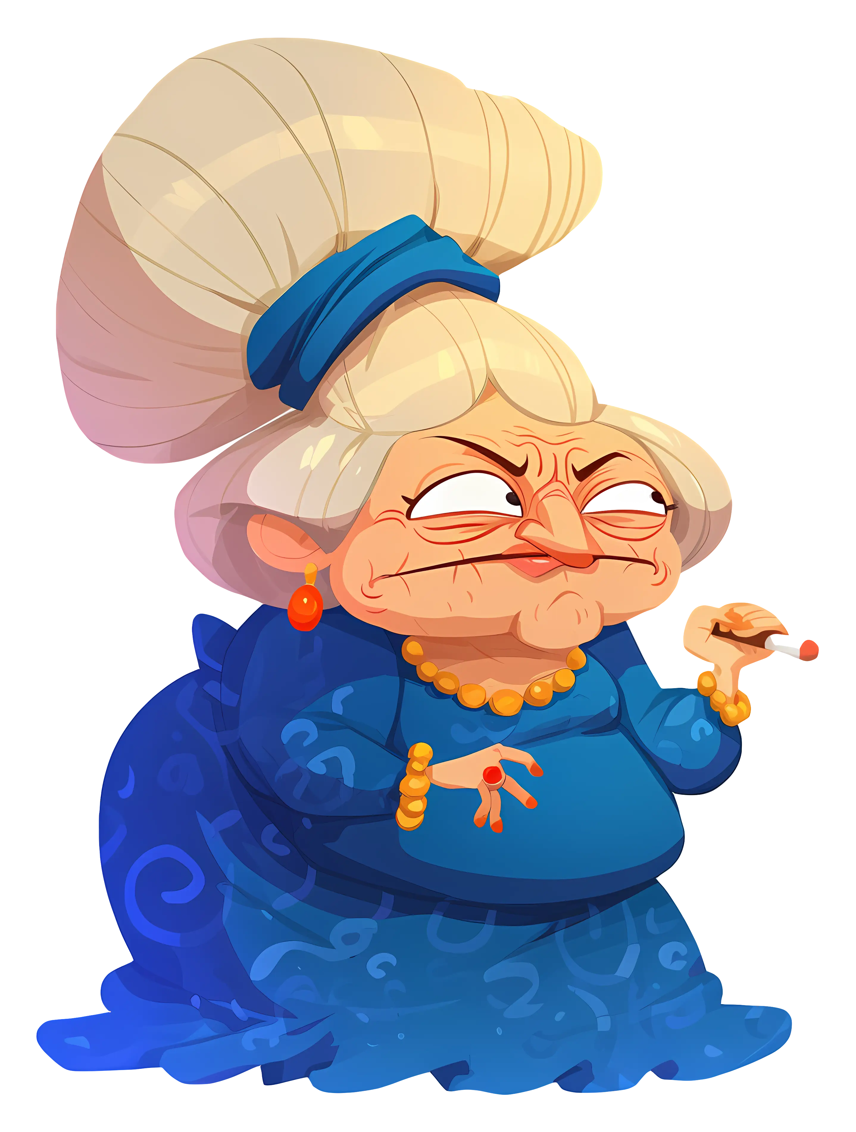 Elegant Old Lady with Jewelry