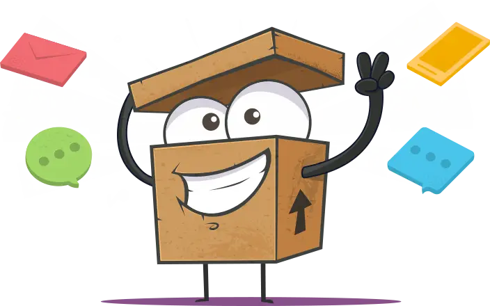 Smiling Box Character with Messages
