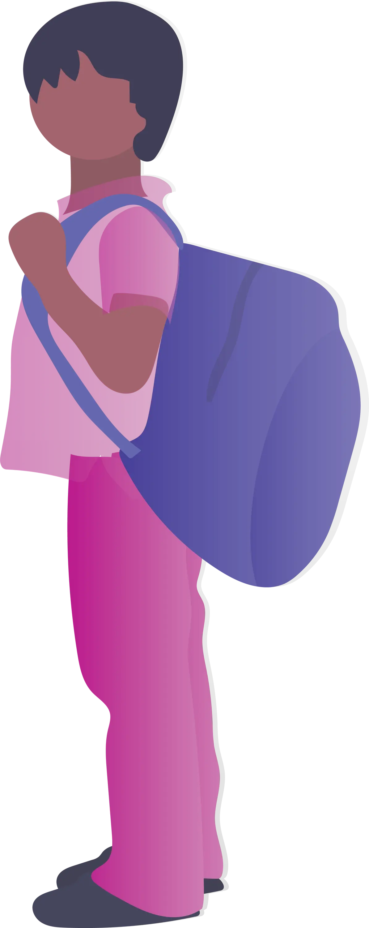 Boy Carrying a Blue Backpack Illustration
