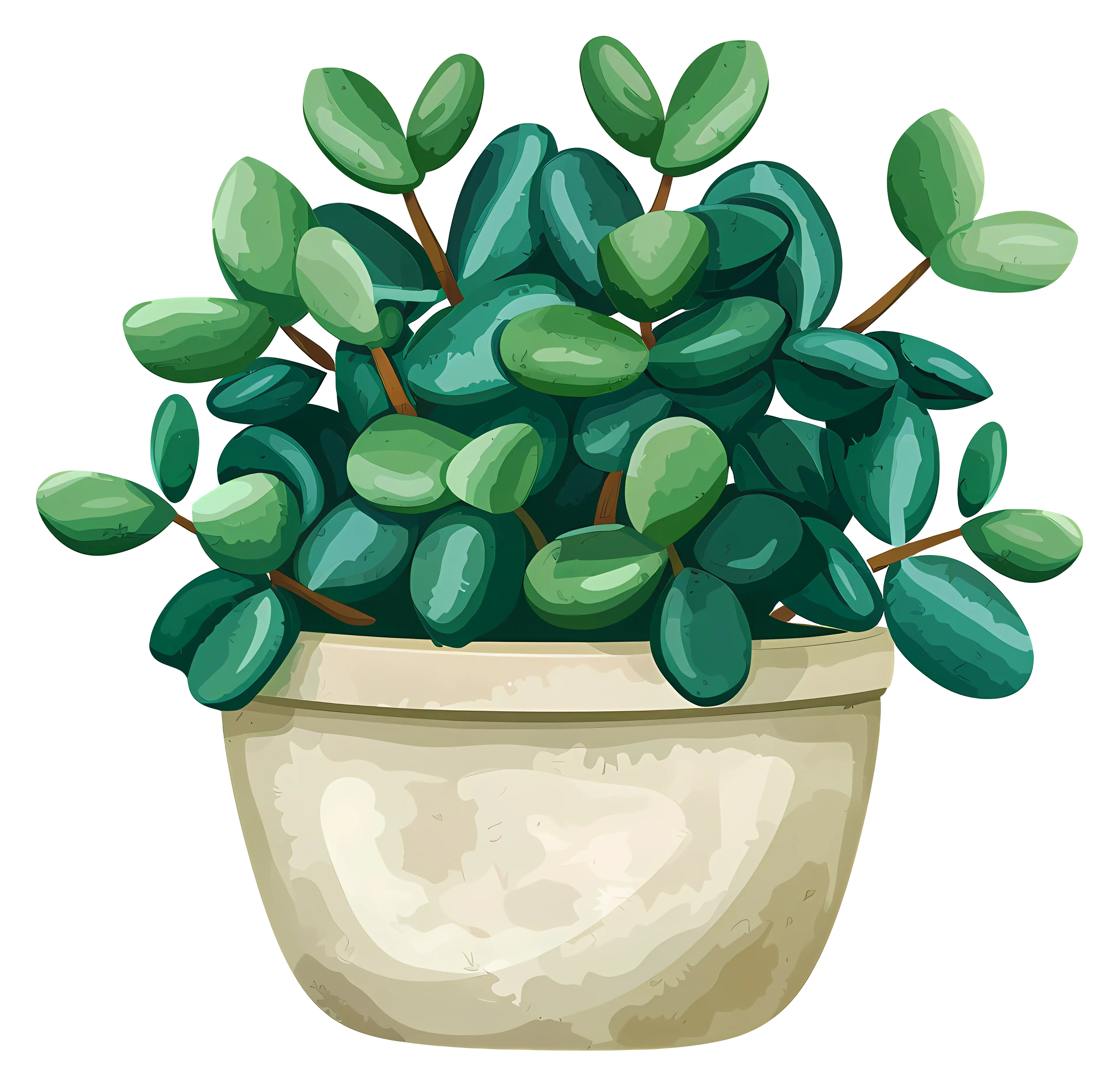Watercolor Illustration of a Potted Succulent Plant