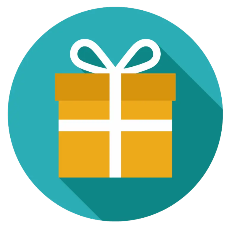 Gift Box with a White Ribbon and Turquoise Background