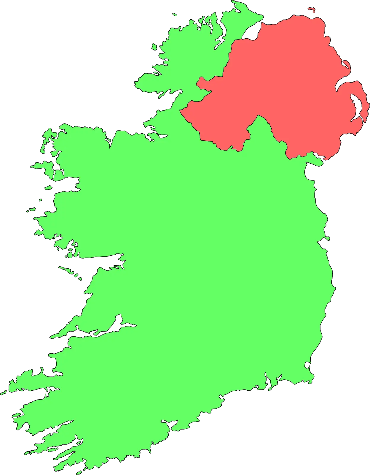 Color-Coded Map of Ireland