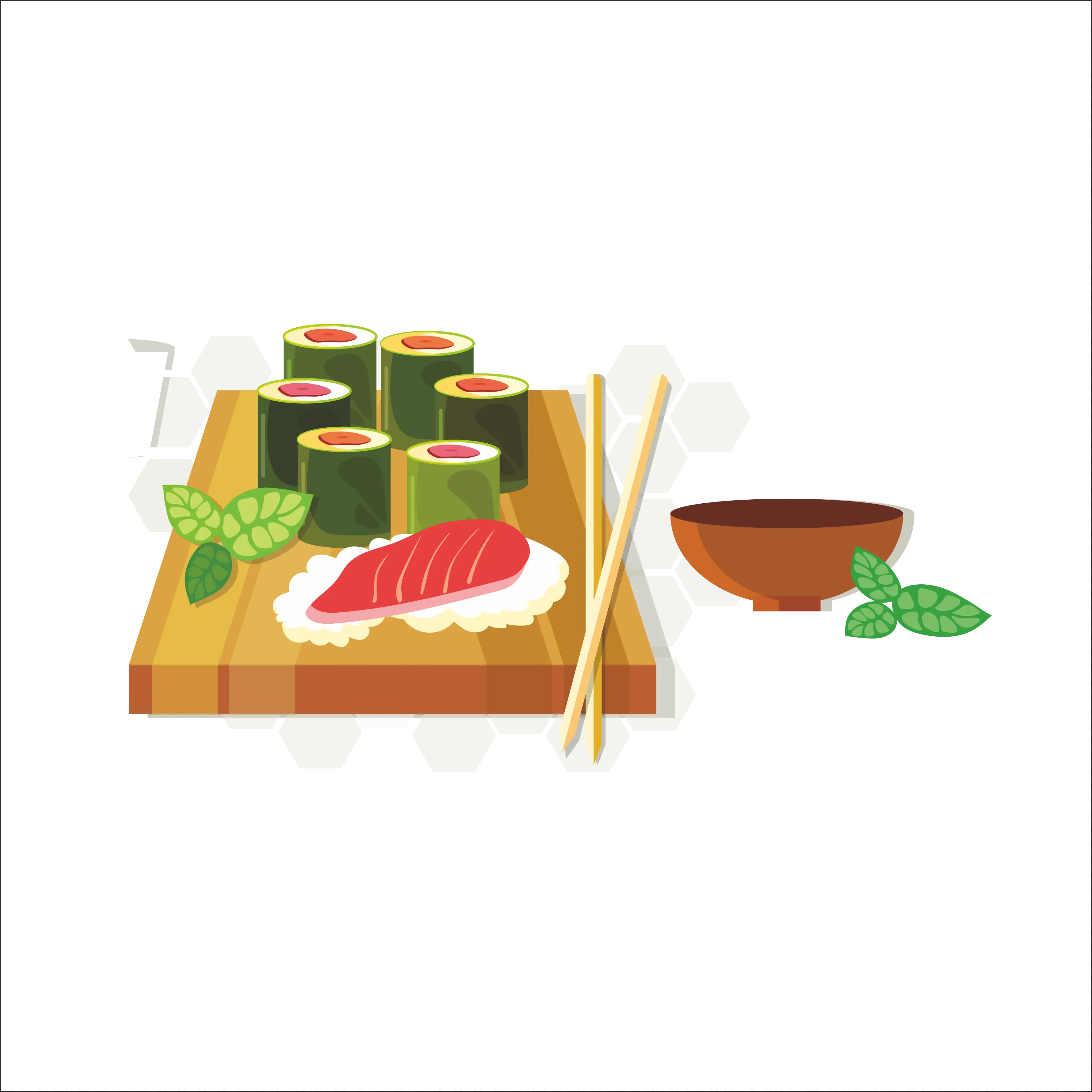 Sushi Platter with Sashimi and Chopsticks