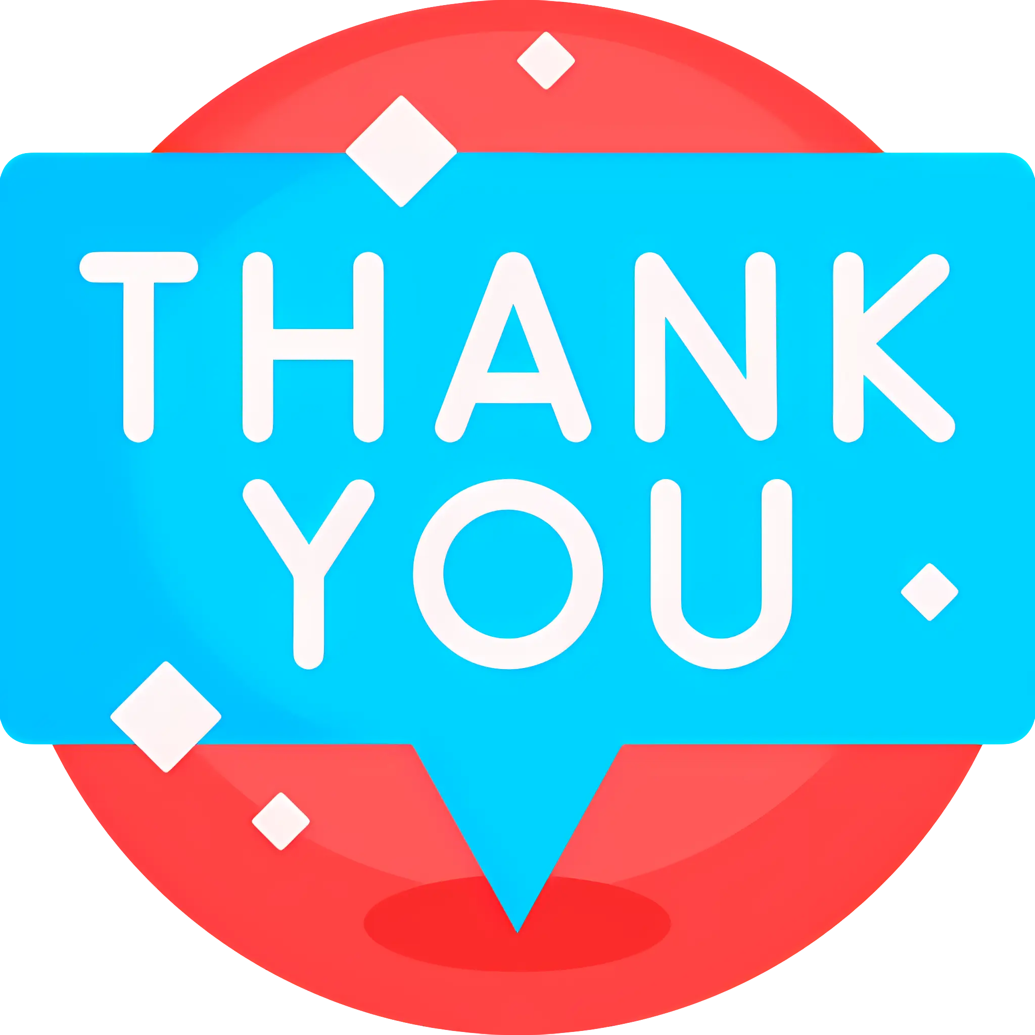 Thank You Design in Blue and Red