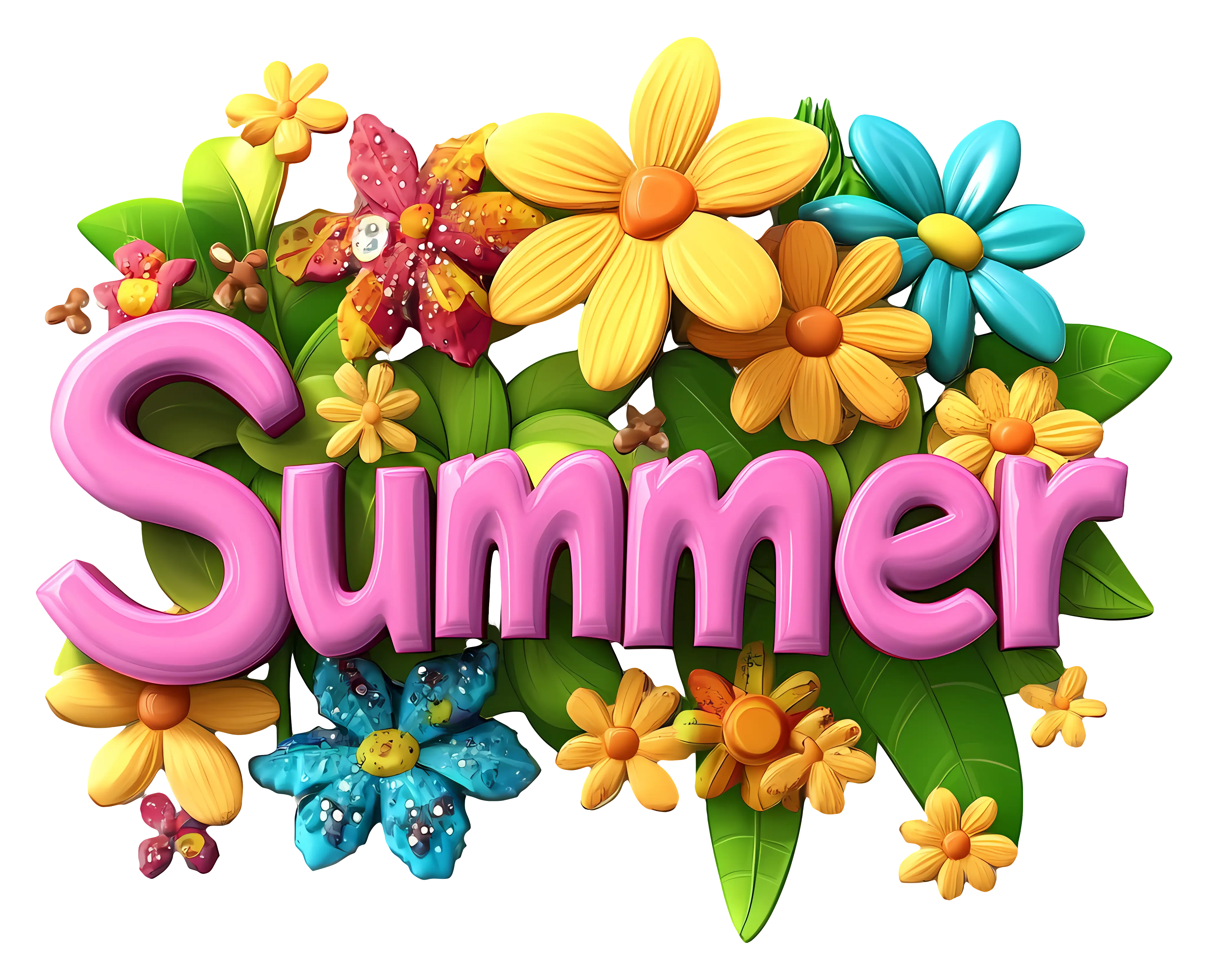 Summer Text with Flowers