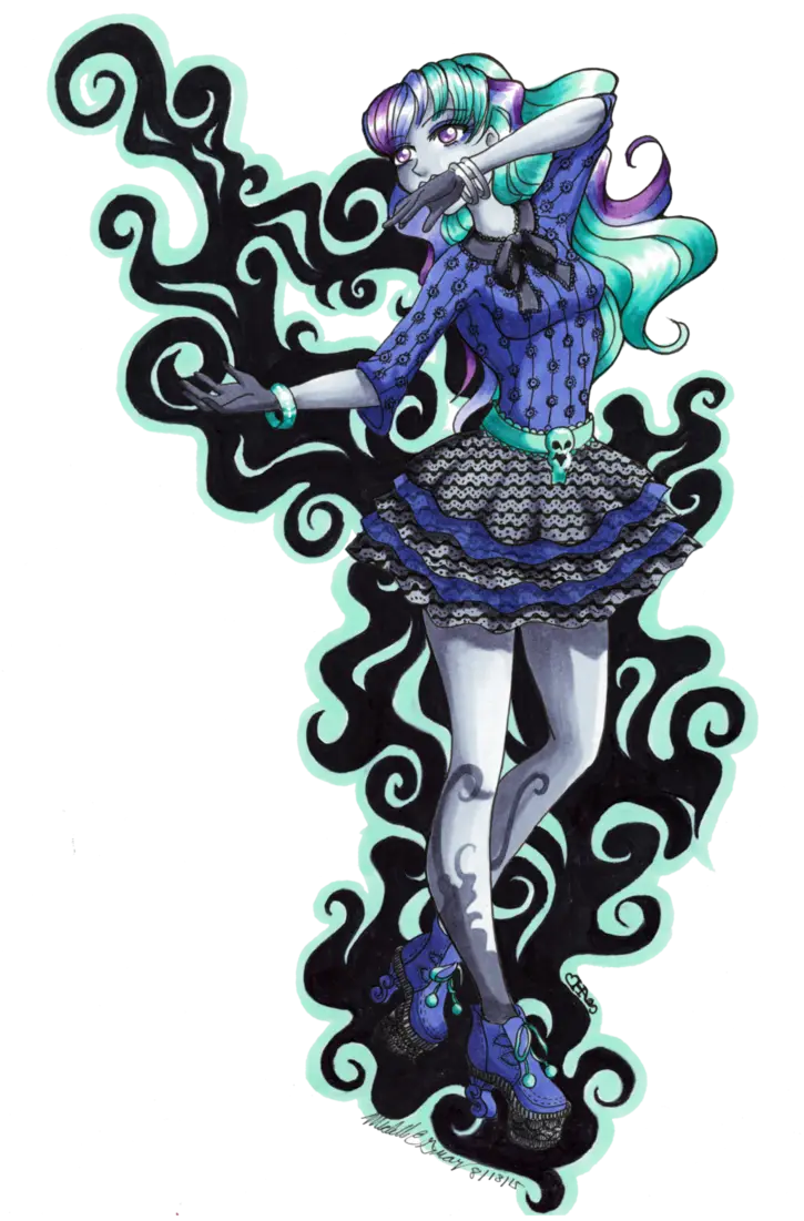 Fantasy Character in Teal and Black Outfit
