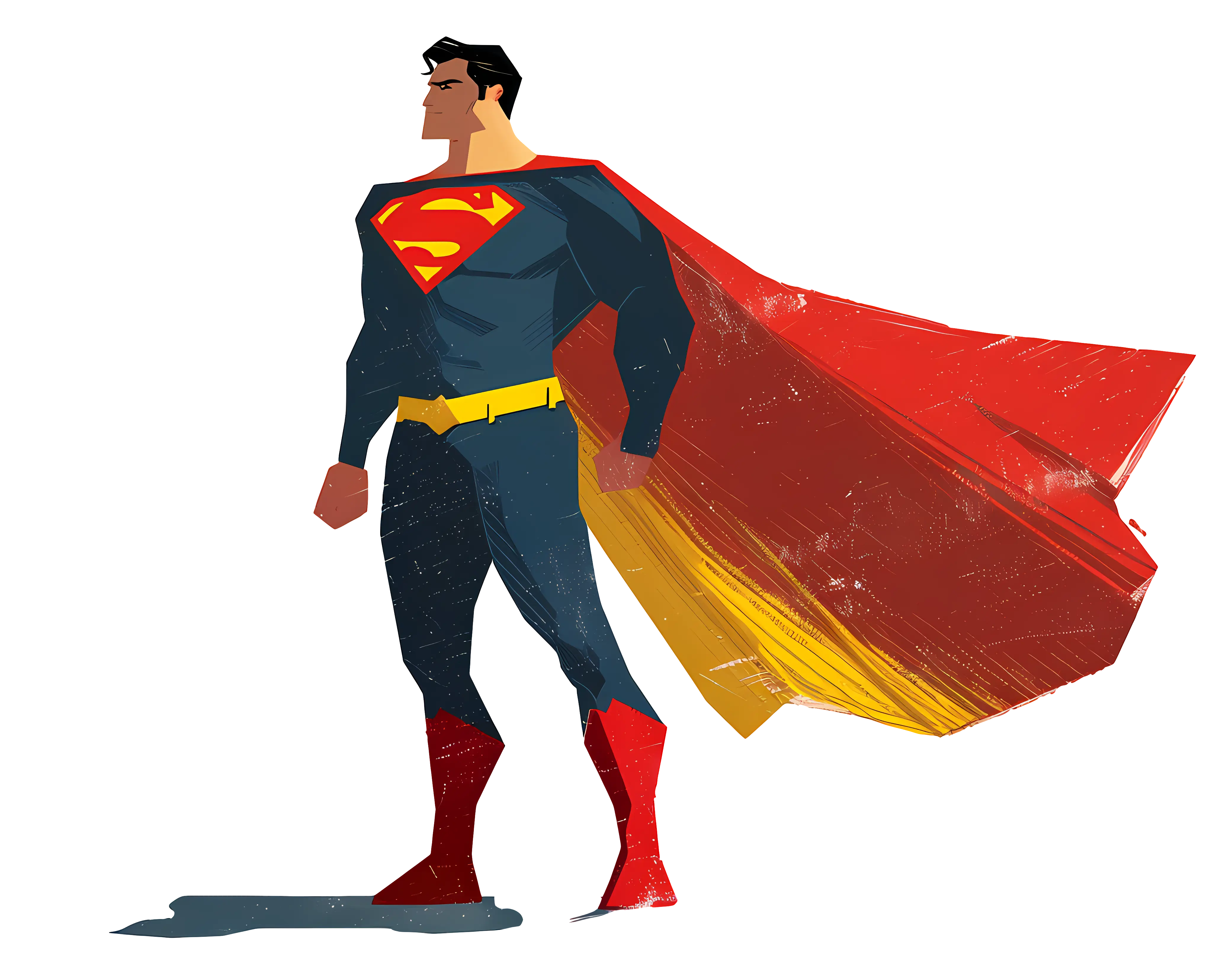 Superhero with a Red Cape in Cartoon Style