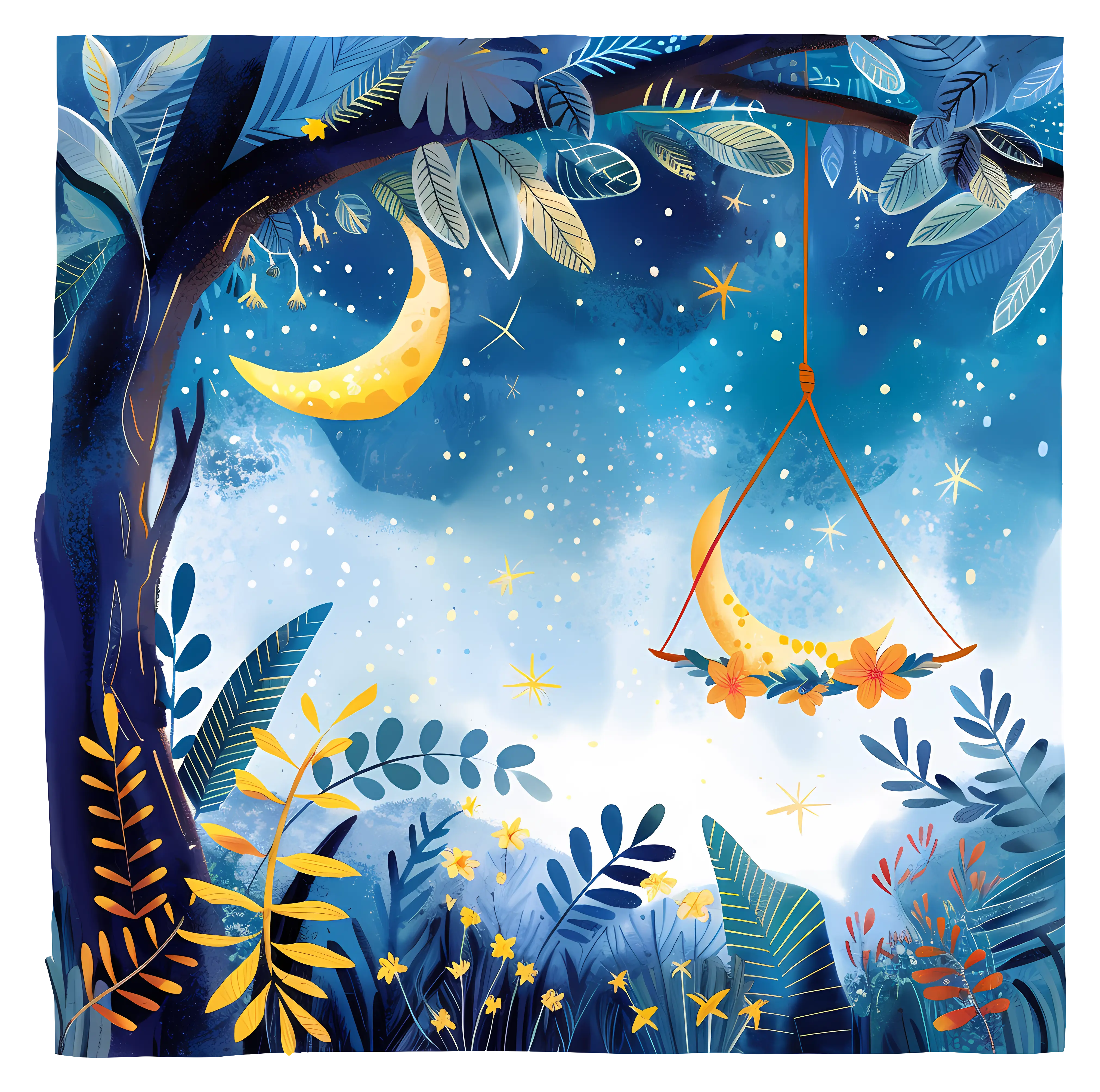 Dreamy Night Sky with Swing
