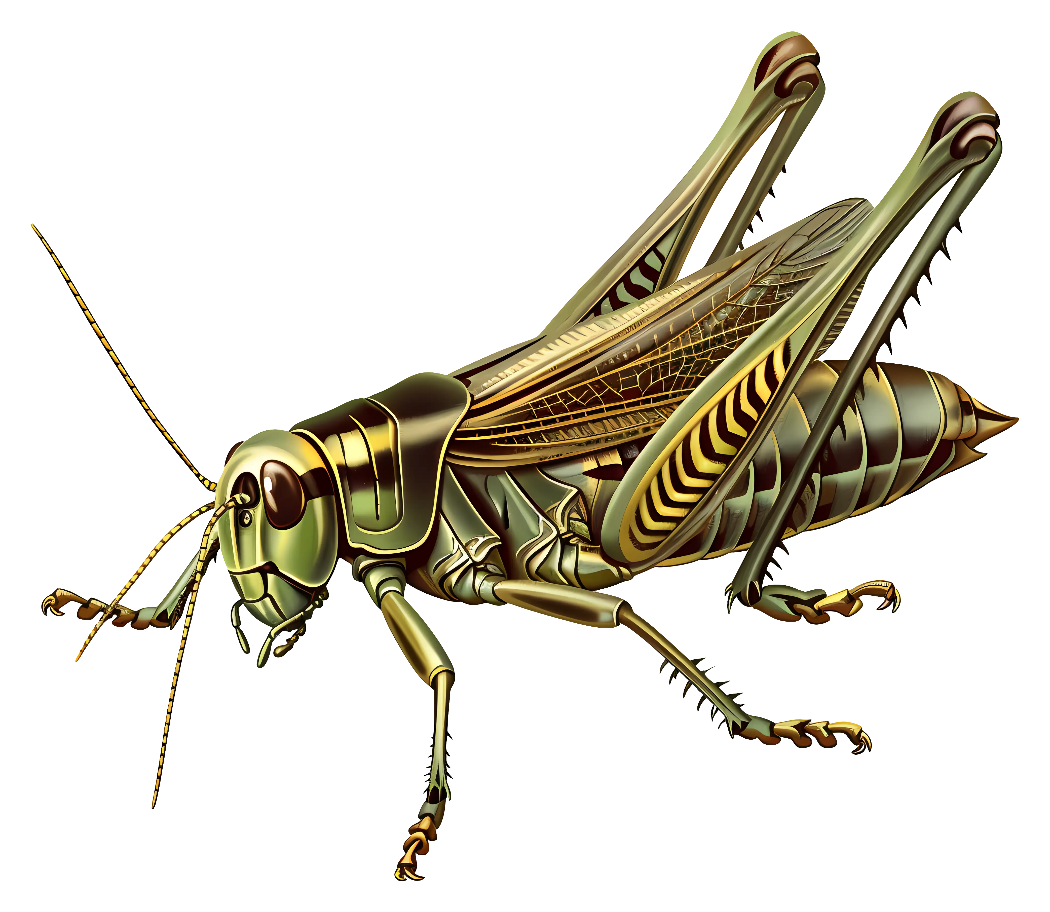 Realistic Grasshopper Illustration in Detail