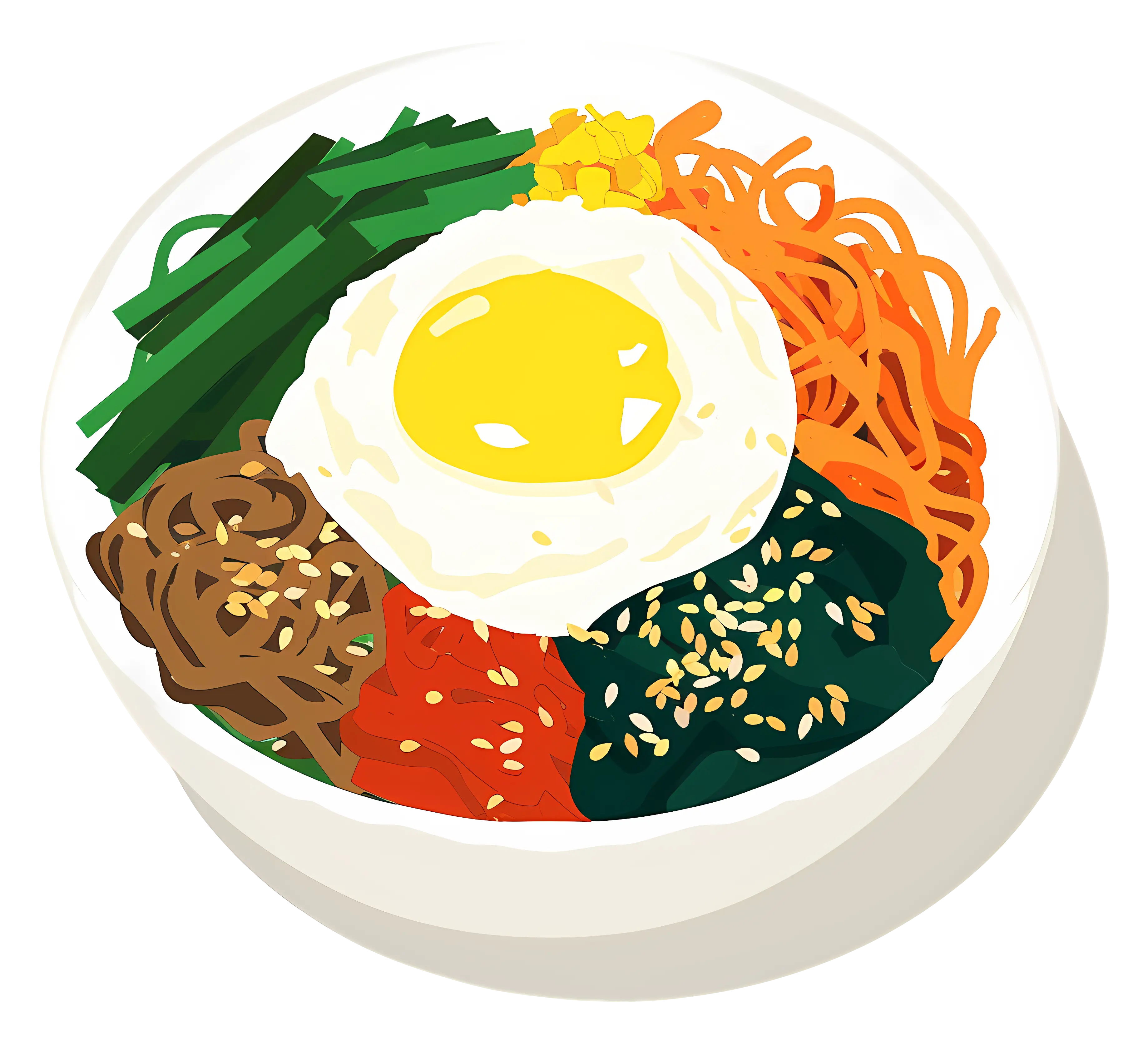 Illustration of Korean Bibimbap Bowl
