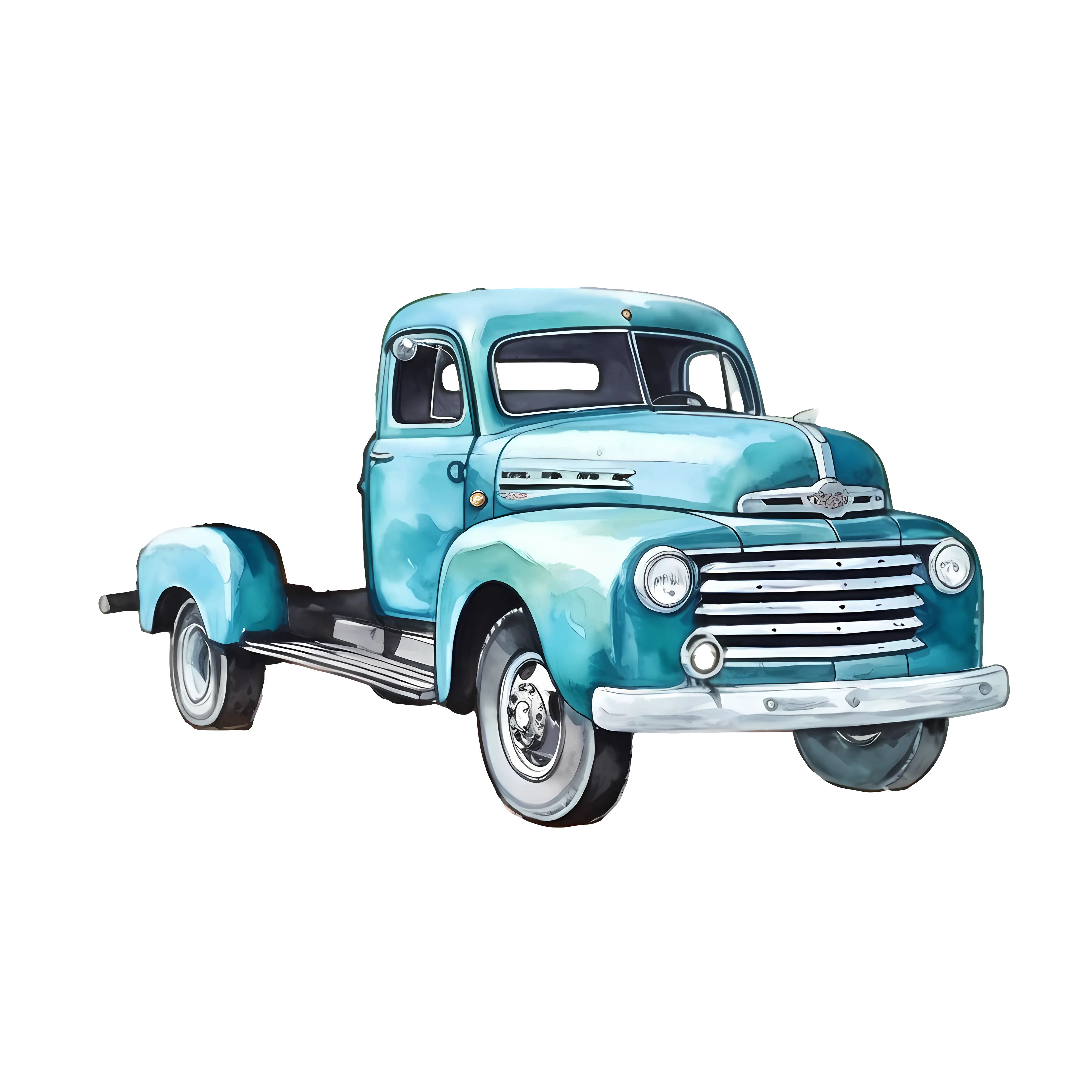 Blue Vintage Truck Illustration