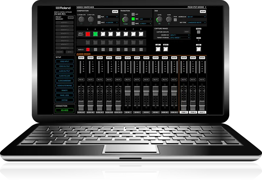 Laptop with Audio Mixer Software