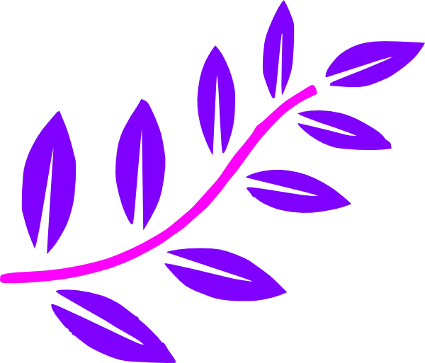 Purple Branch with Leaves Illustration