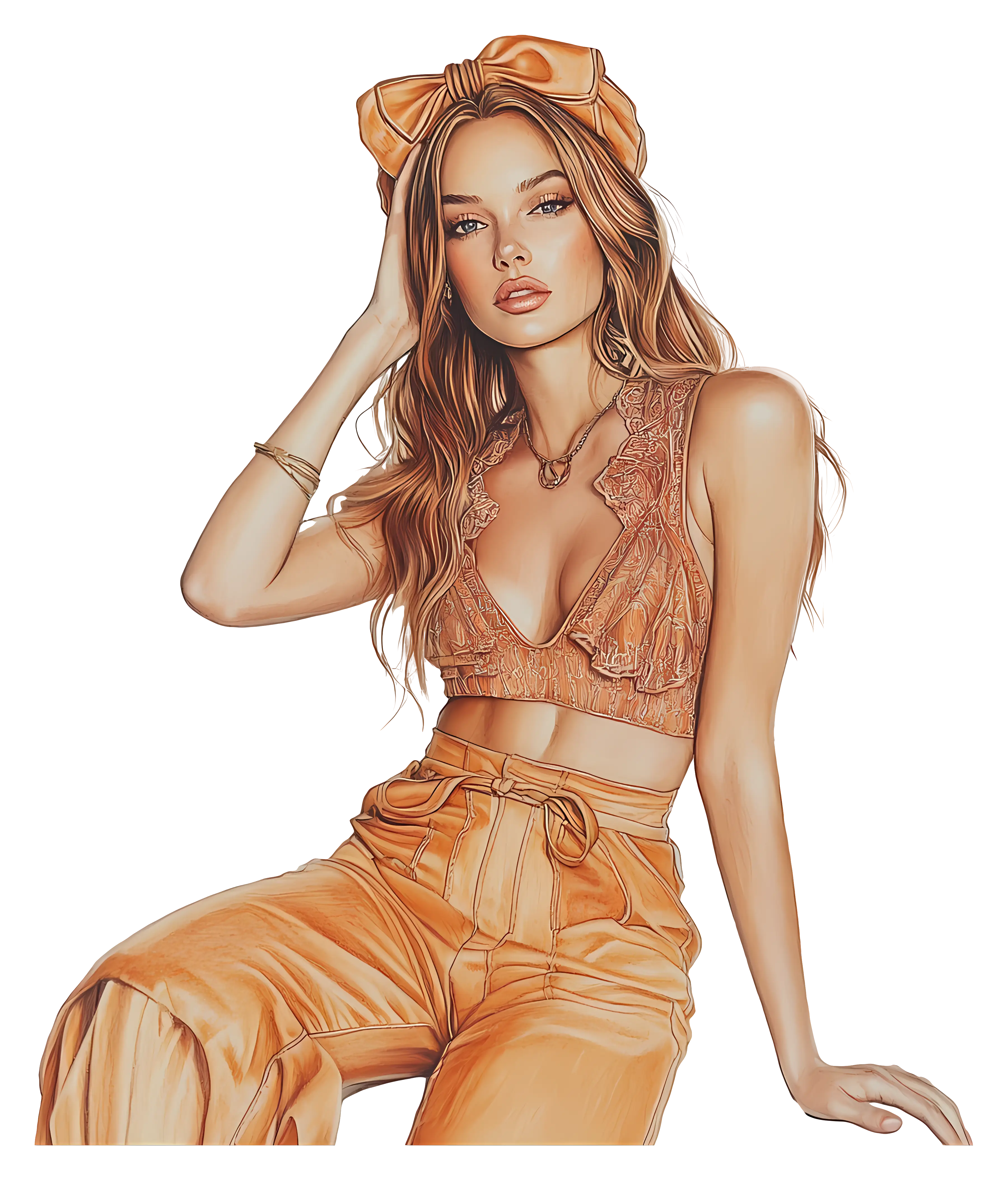 Stylish Woman in Orange Outfit