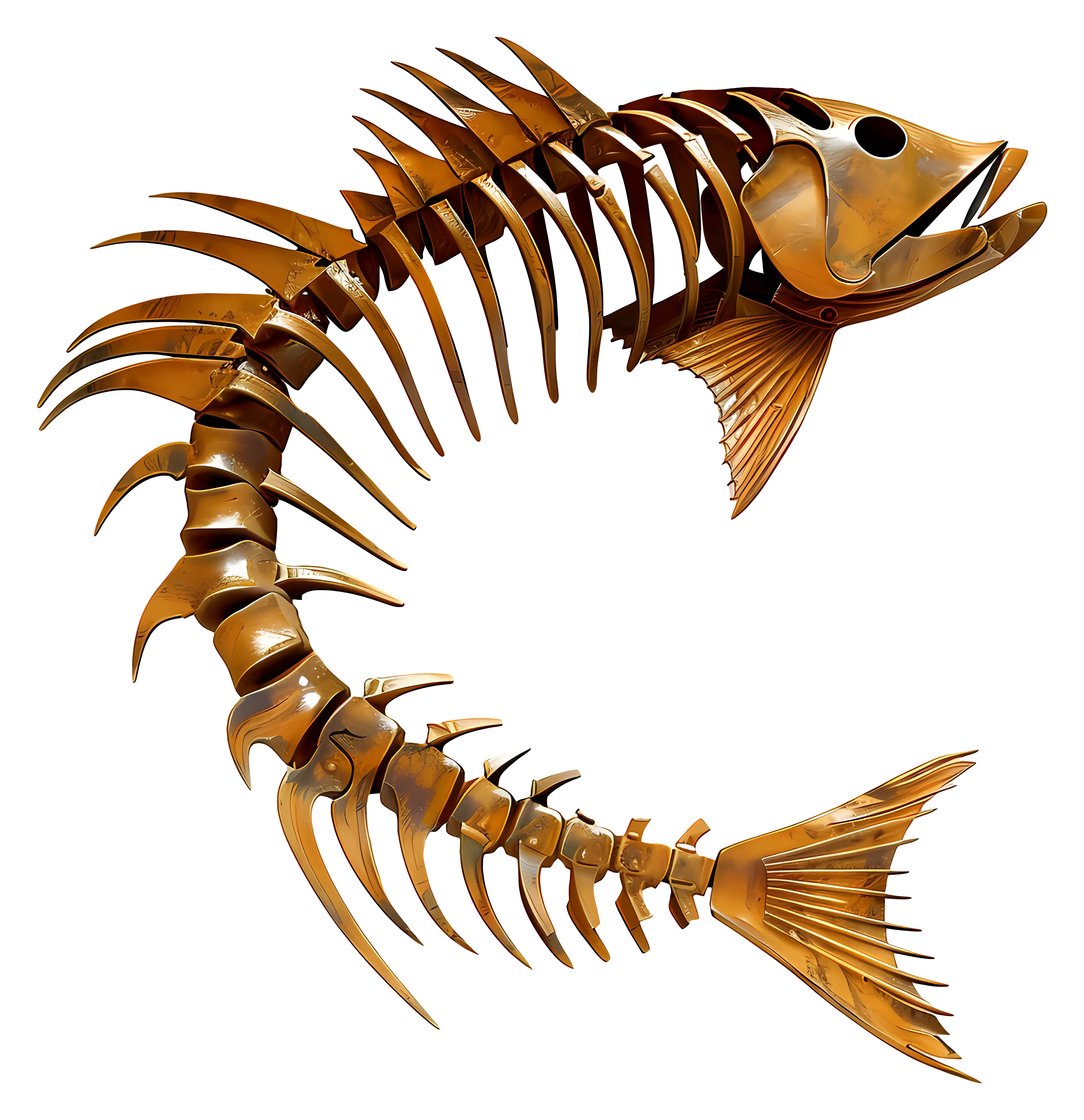 Golden Fish Skeleton Artistic Illustration