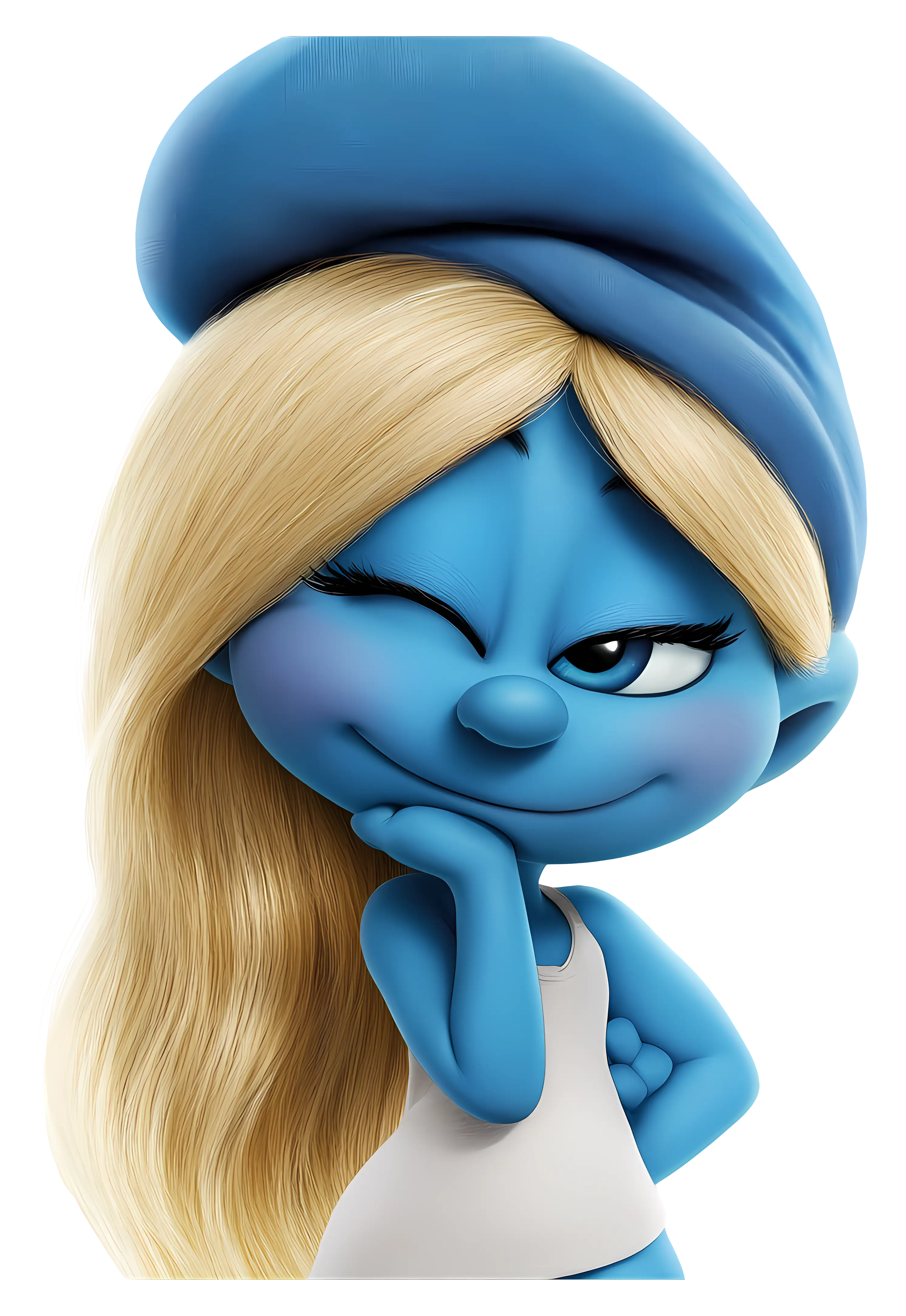 Thinking Blue Cartoon Character