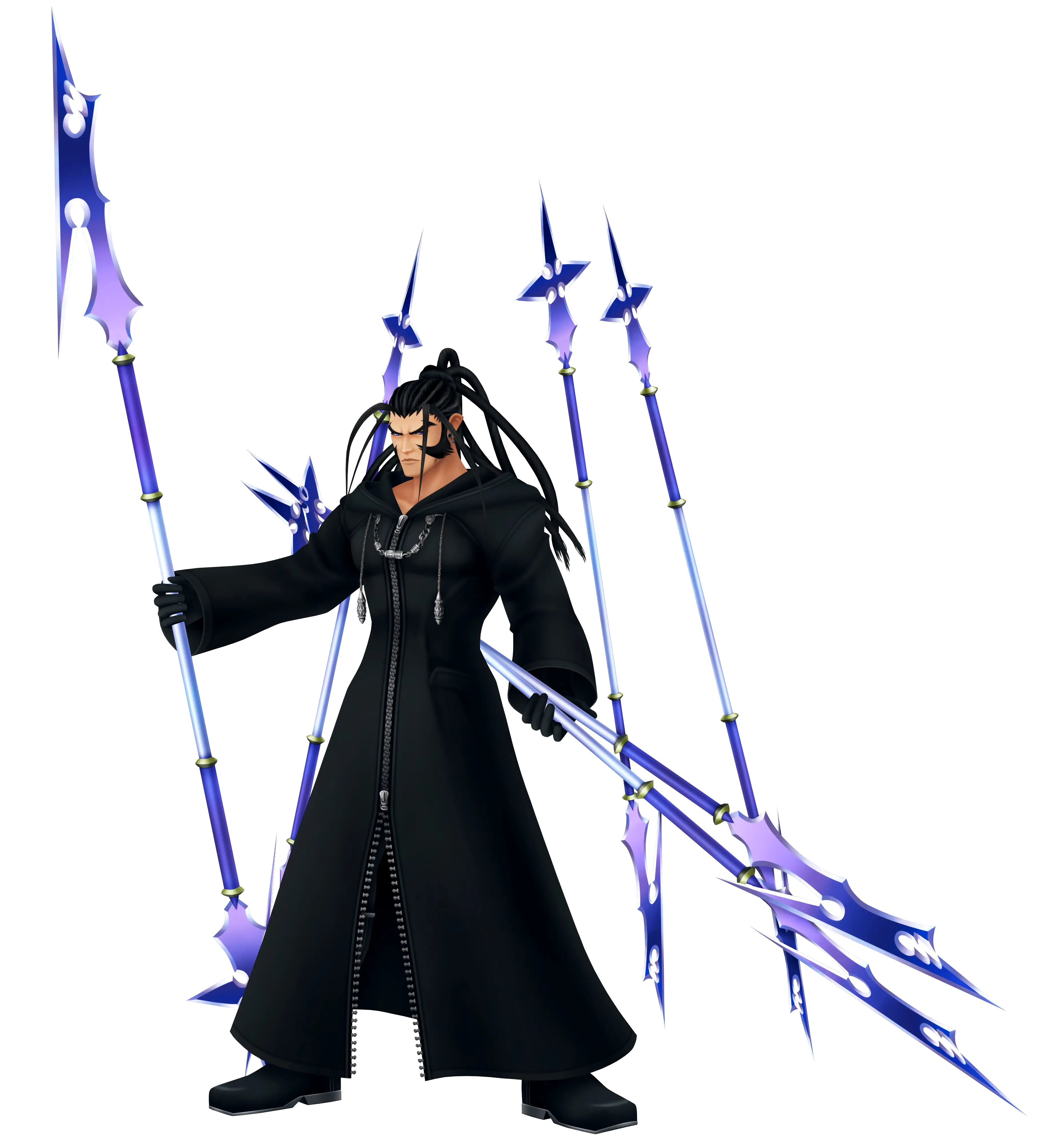 Fantasy Character in Black Robe with Weapons