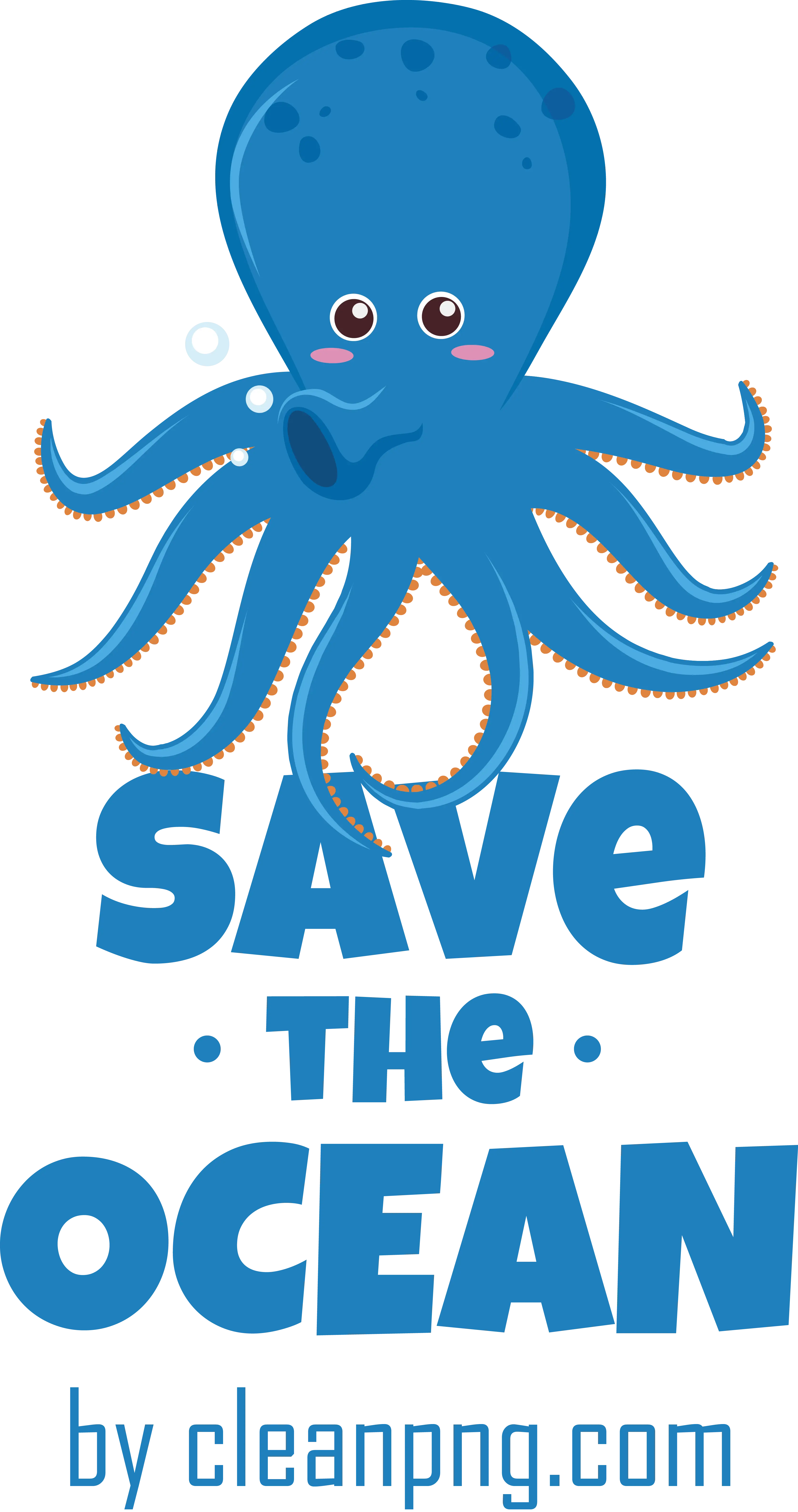 Blue Octopus Save the Ocean Poster
