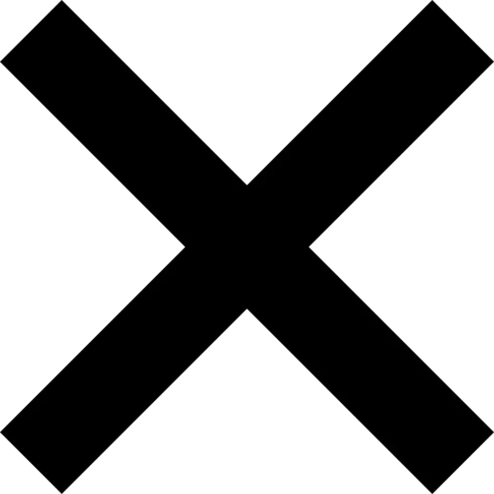 Black Cross Symbol for Rejection and Cancellation