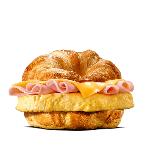 Delicious Breakfast Croissant Sandwich with Ham and Cheese