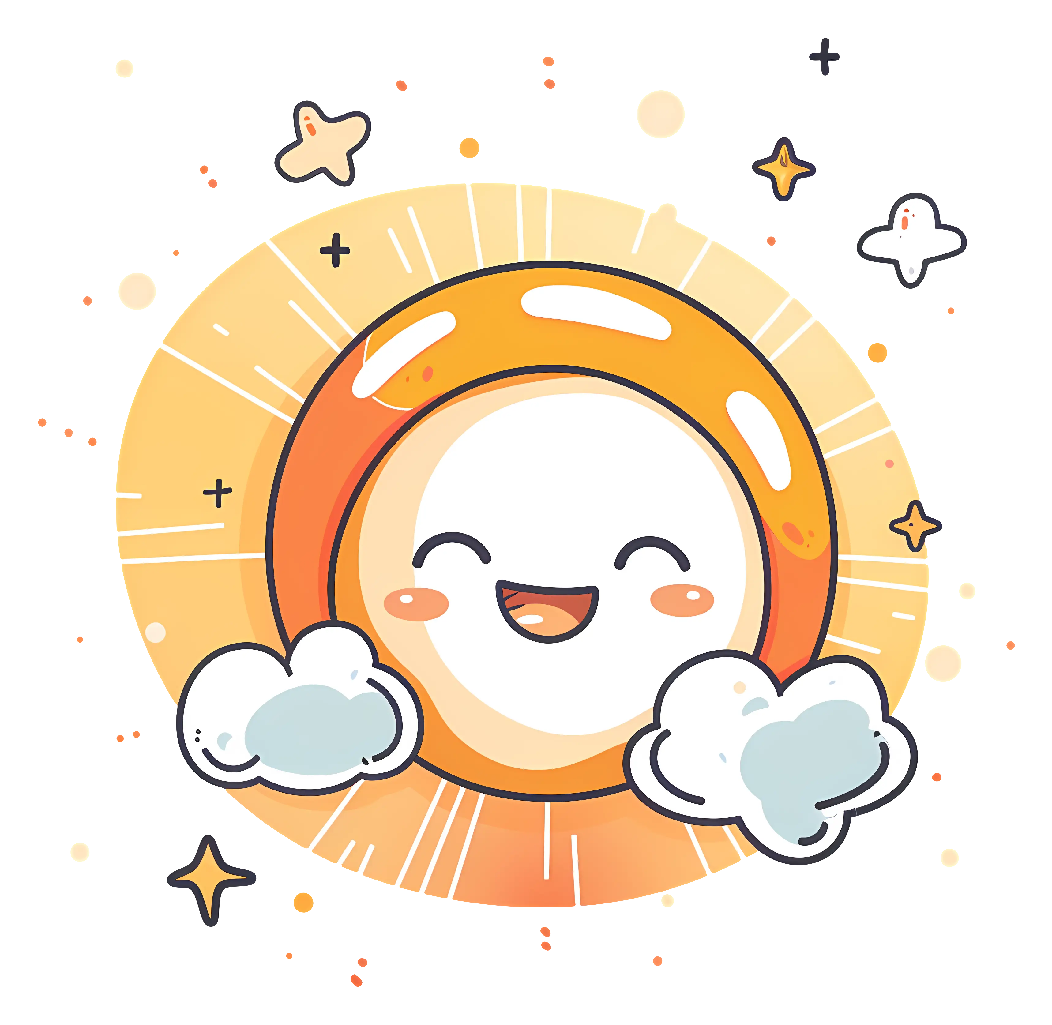 Playful Sun with Clouds and Stars
