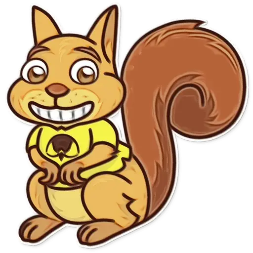 Cartoon Squirrel Holding Acorn
