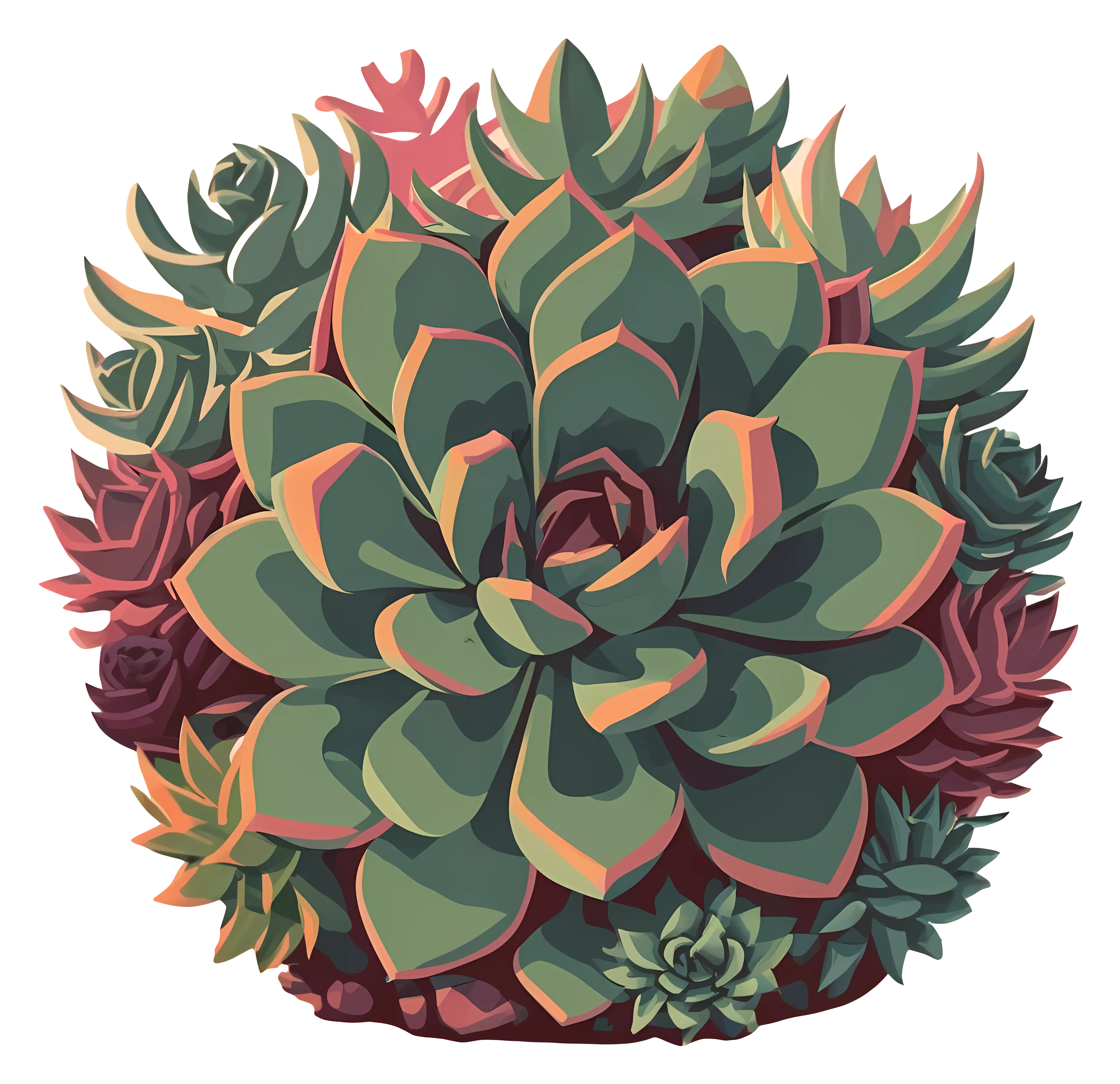 Green and Pink Succulent Plant Cluster