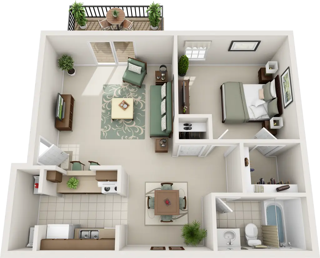 Apartment Floor Plan with Furnishings