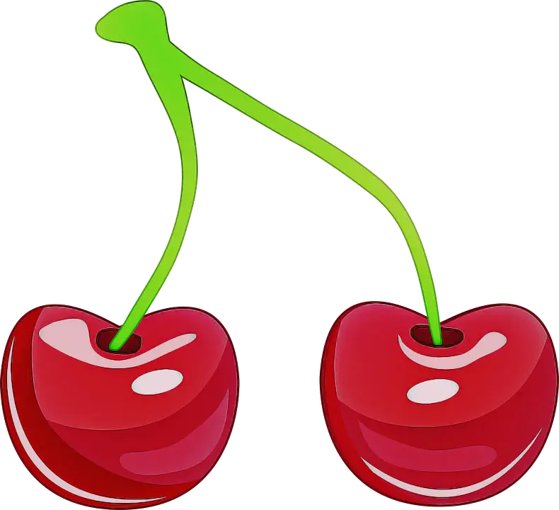 Red Cartoon Cherries with Stems