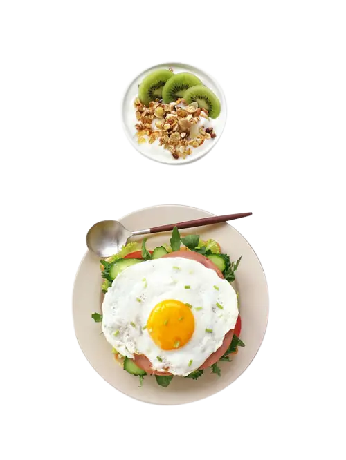 Healthy Breakfast with Egg and Kiwi