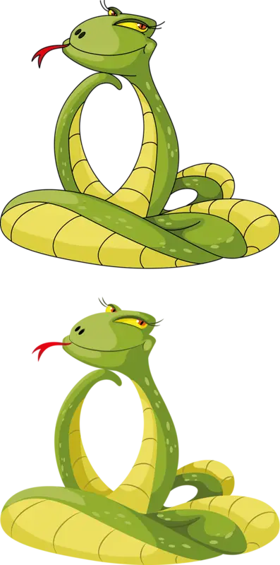 Cartoon Green Snake with Red Tongue