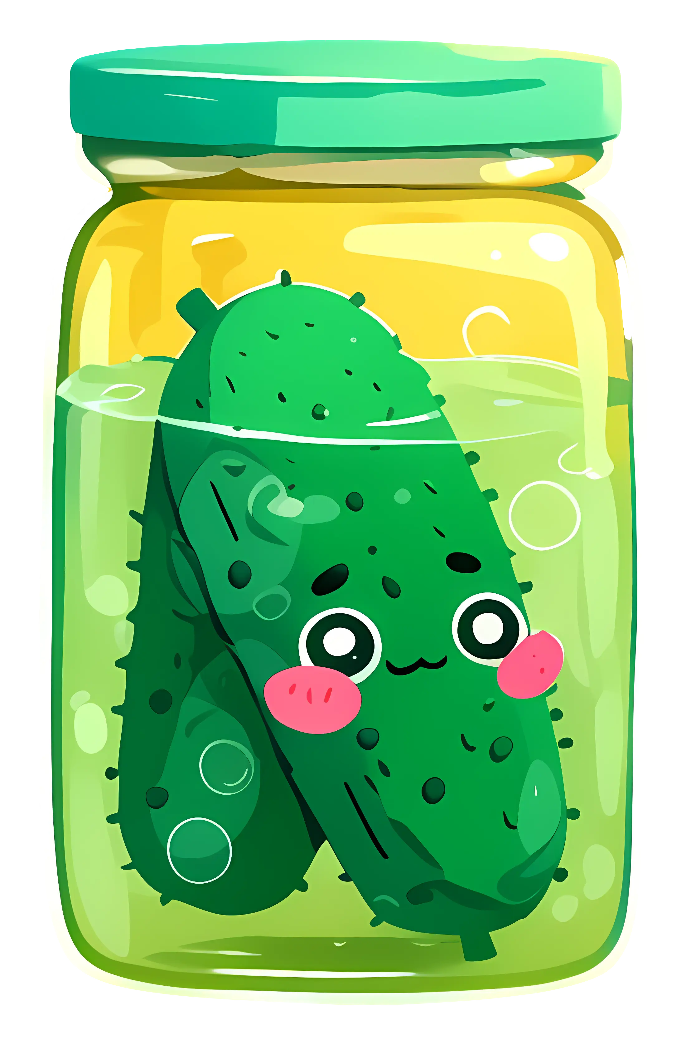Blushing Pickles in a Jar Cartoon