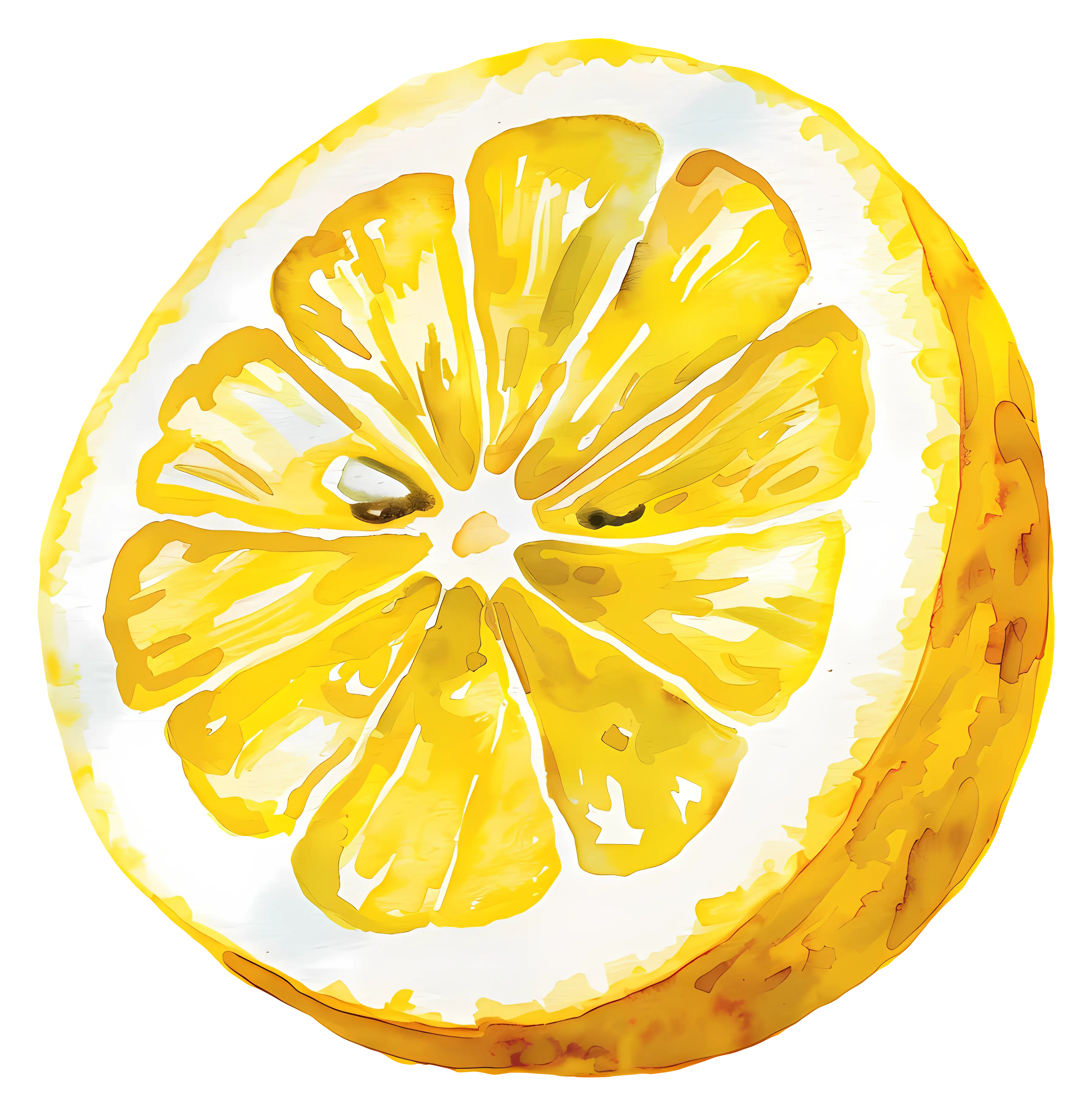 Watercolor Illustration of Lemon Slice